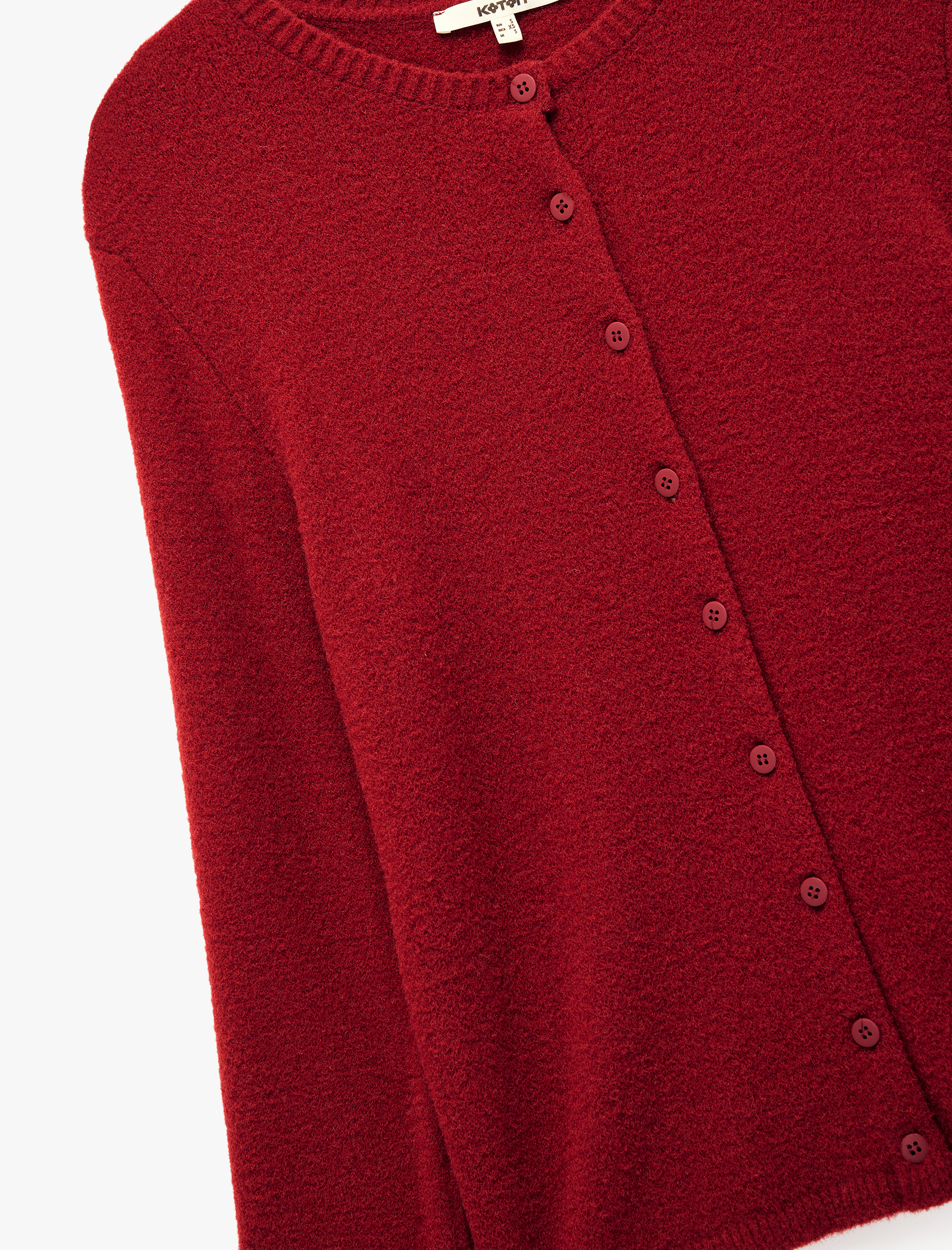   Uzun Kollu Bisiklet Yaka Düğmeli Peluş Triko Hırka