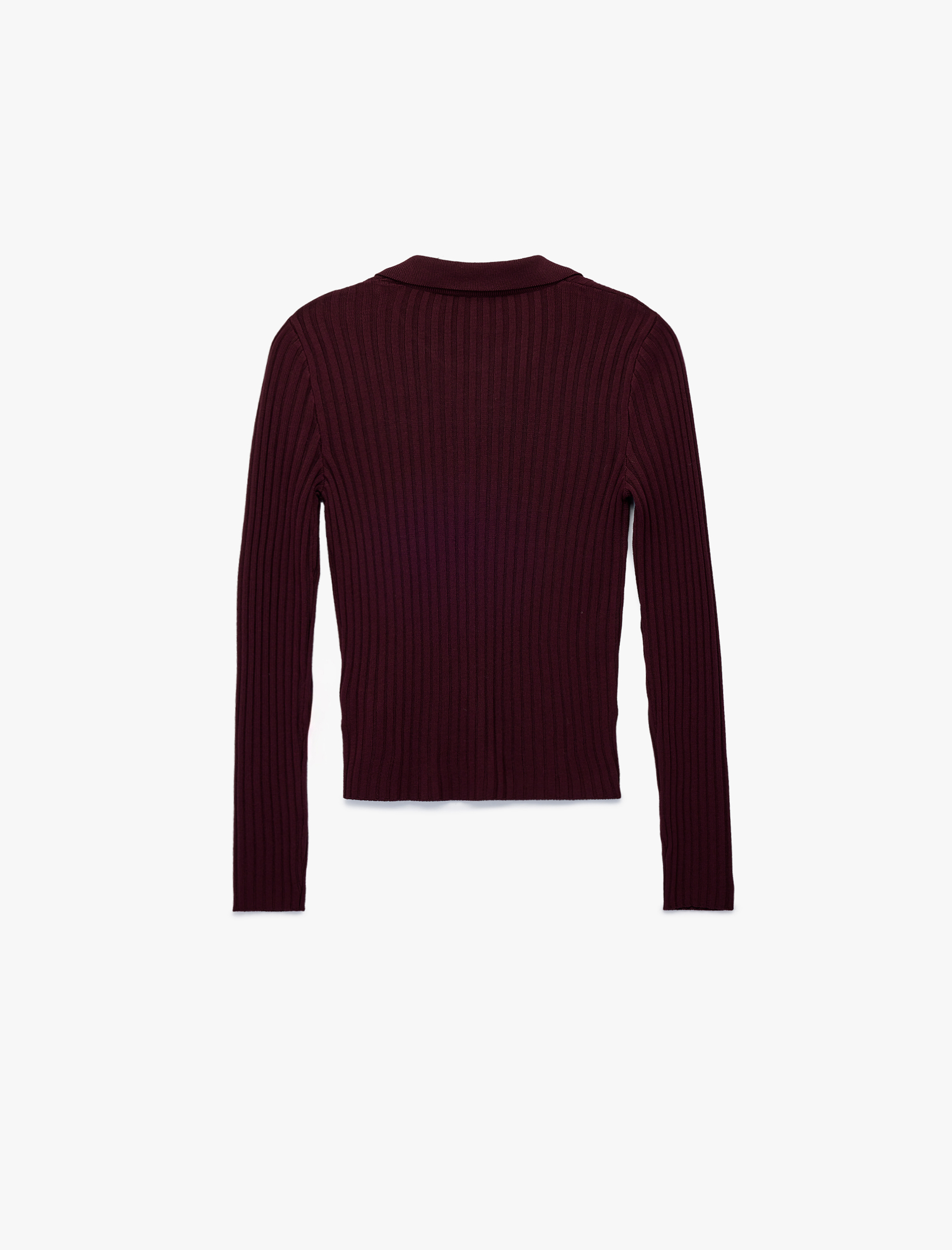   Yarım Düğme Detaylı Uzun Kollu Polo Yaka Triko Kazak