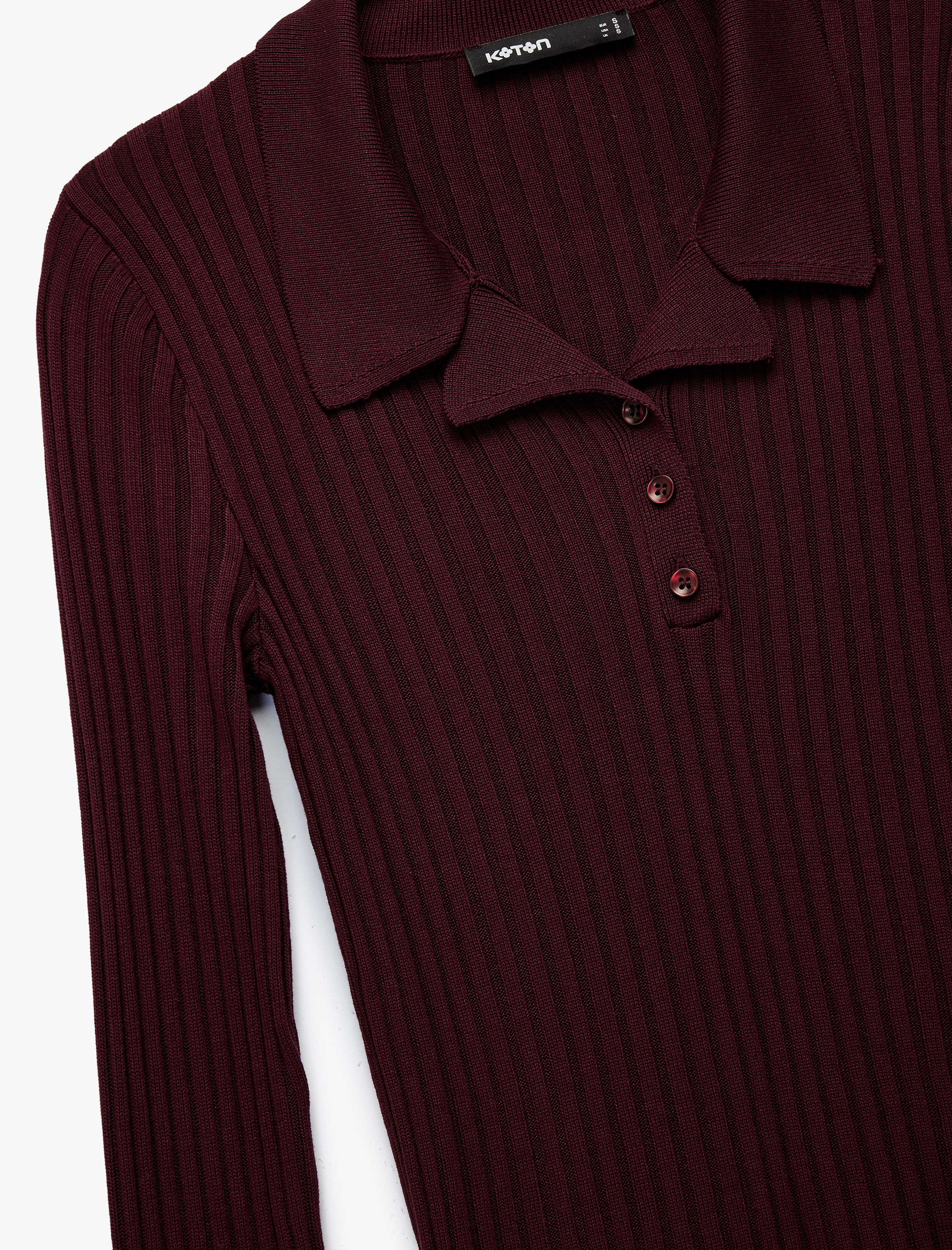   Yarım Düğme Detaylı Uzun Kollu Polo Yaka Triko Kazak