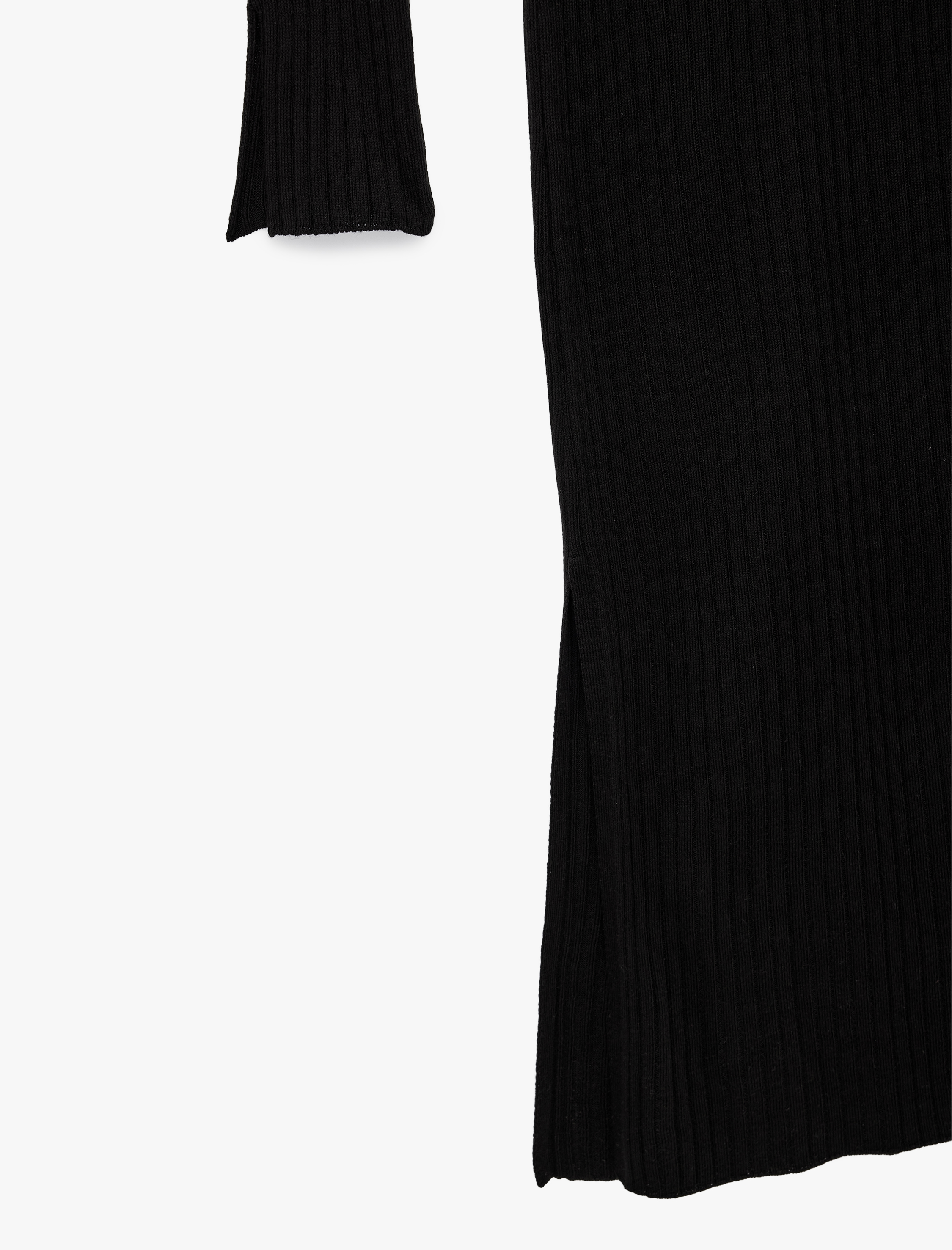   Uzun Kollu Yırtmaçlı Polo Yaka Uzun Triko Kalem Elbise