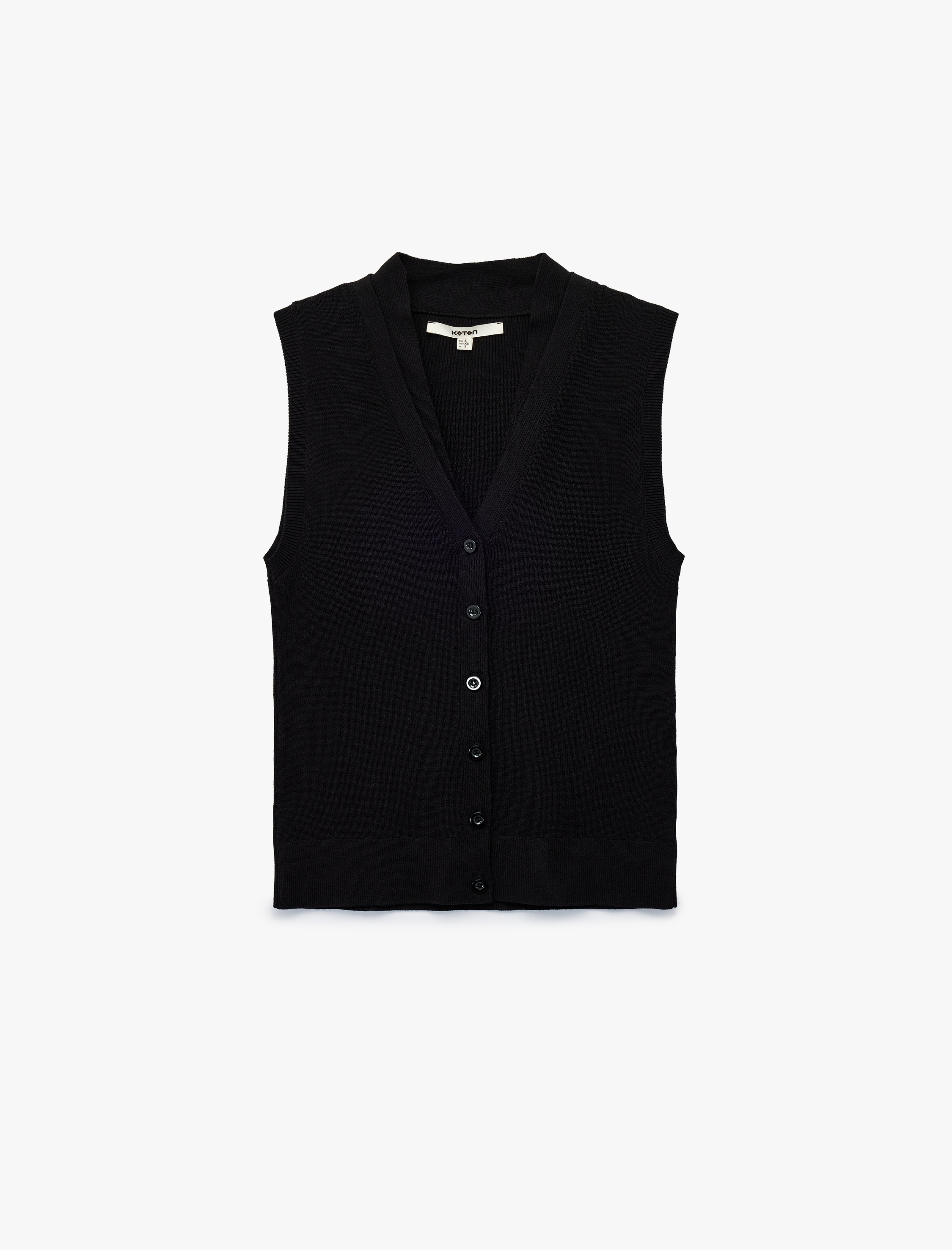   Düğmeli V Yaka Triko Yelek