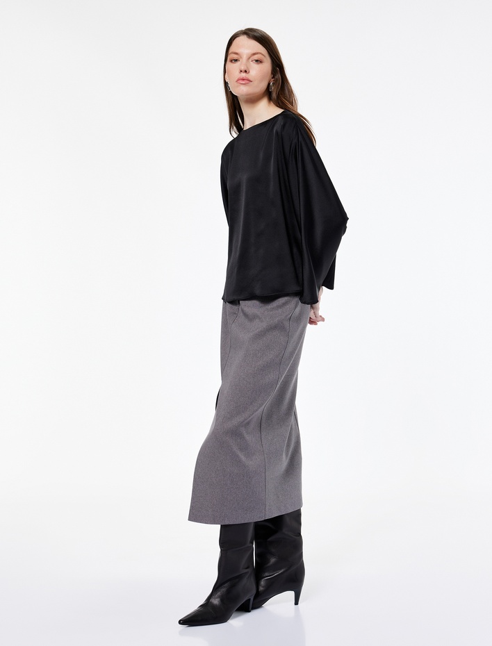  Uzun Kollu Bisiklet Yaka Volanlı Bluz