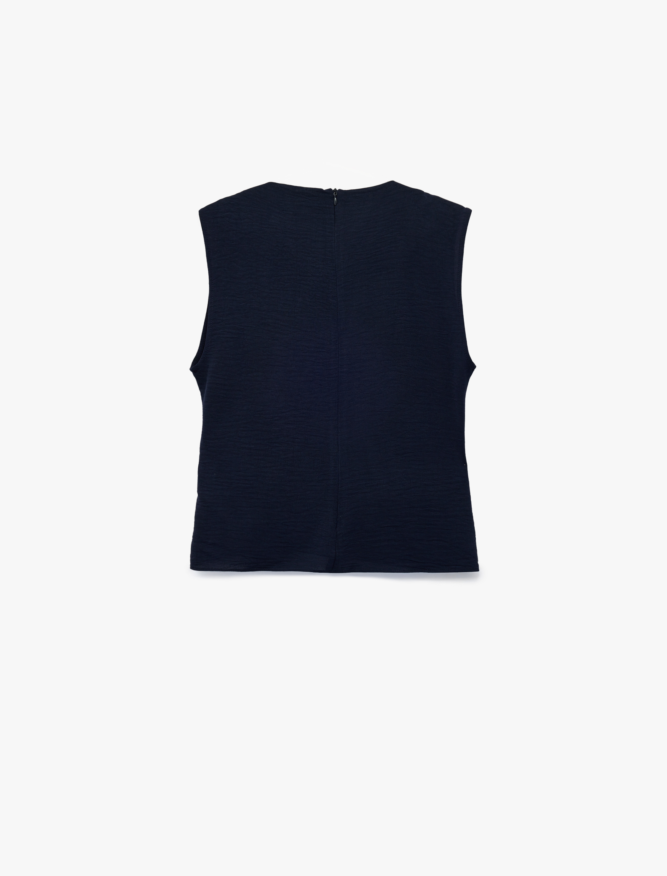   Aerobin Kumaş Kolsuz Degaje Yaka Kemer Detaylı Bluz