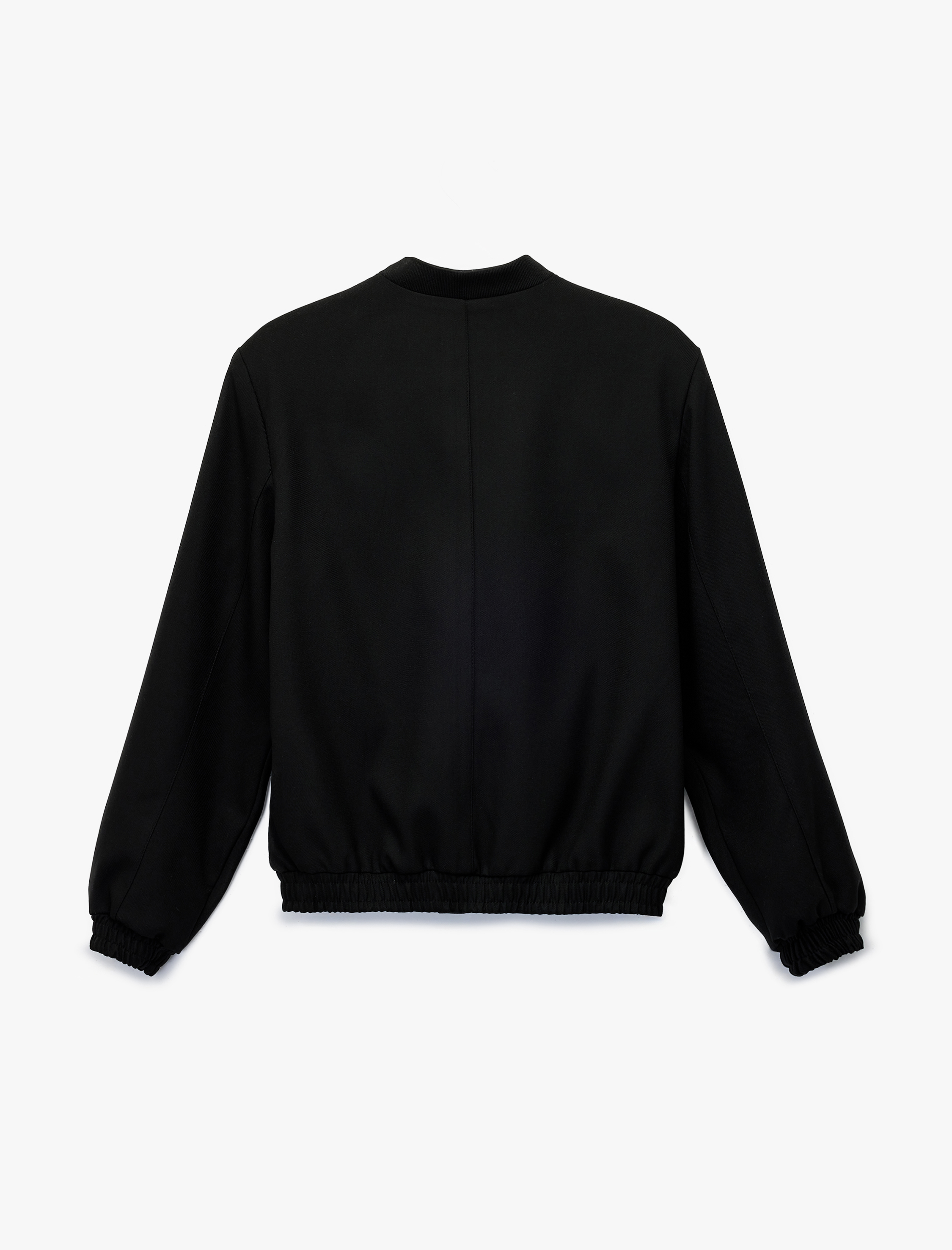   Uzun Kollu Viskon Karışımlı Cep Detaylı Bomber Ceket