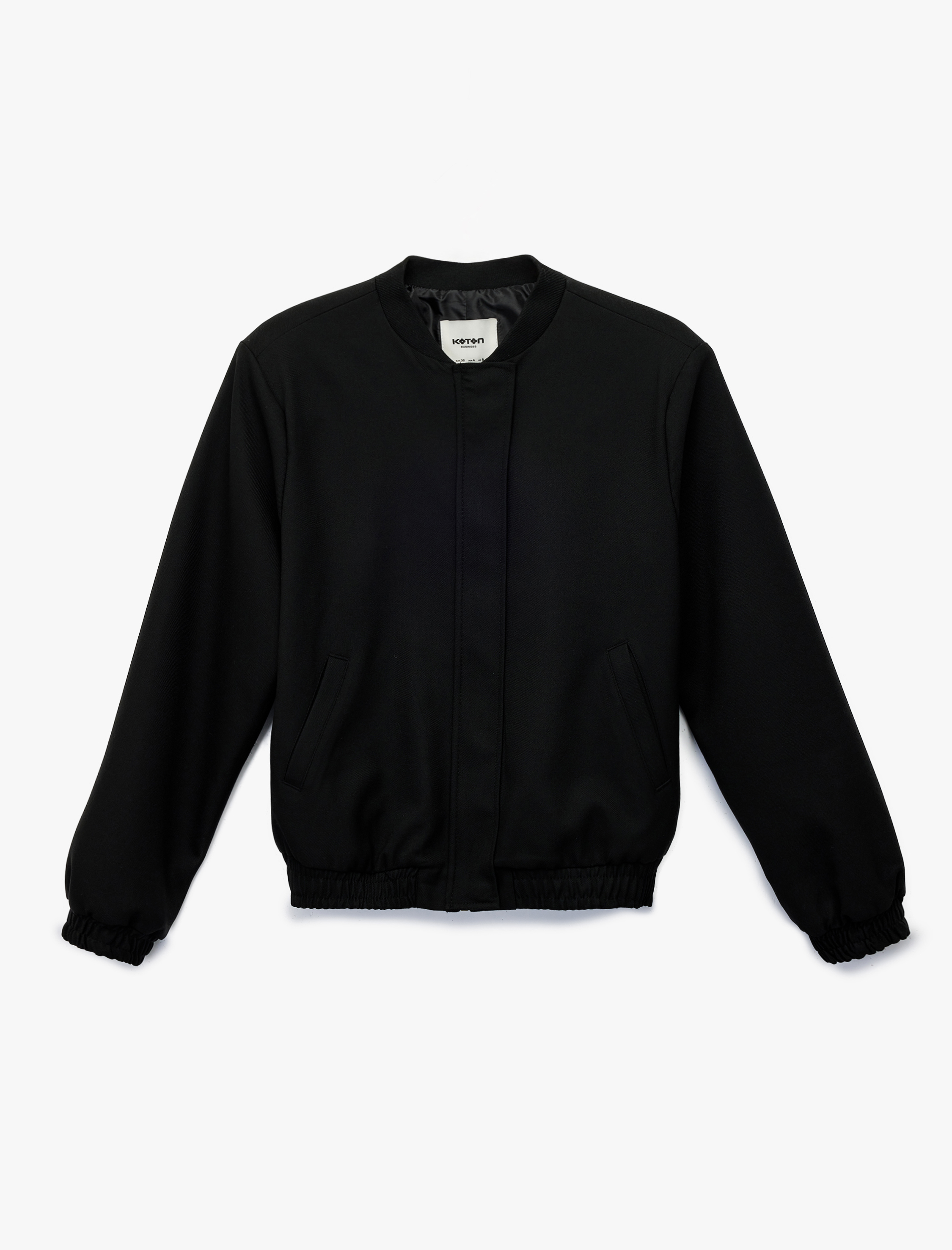   Uzun Kollu Viskon Karışımlı Cep Detaylı Bomber Ceket