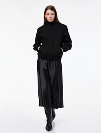 Uzun Kollu Viskon Karışımlı Cep Detaylı Bomber Ceket