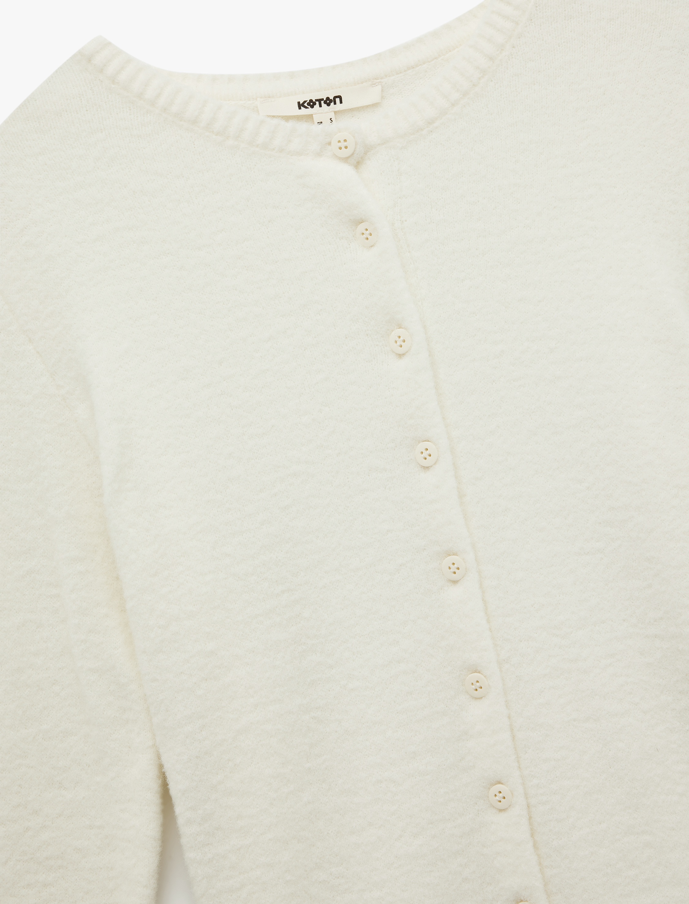   Uzun Kollu Bisiklet Yaka Düğmeli Peluş Triko Hırka