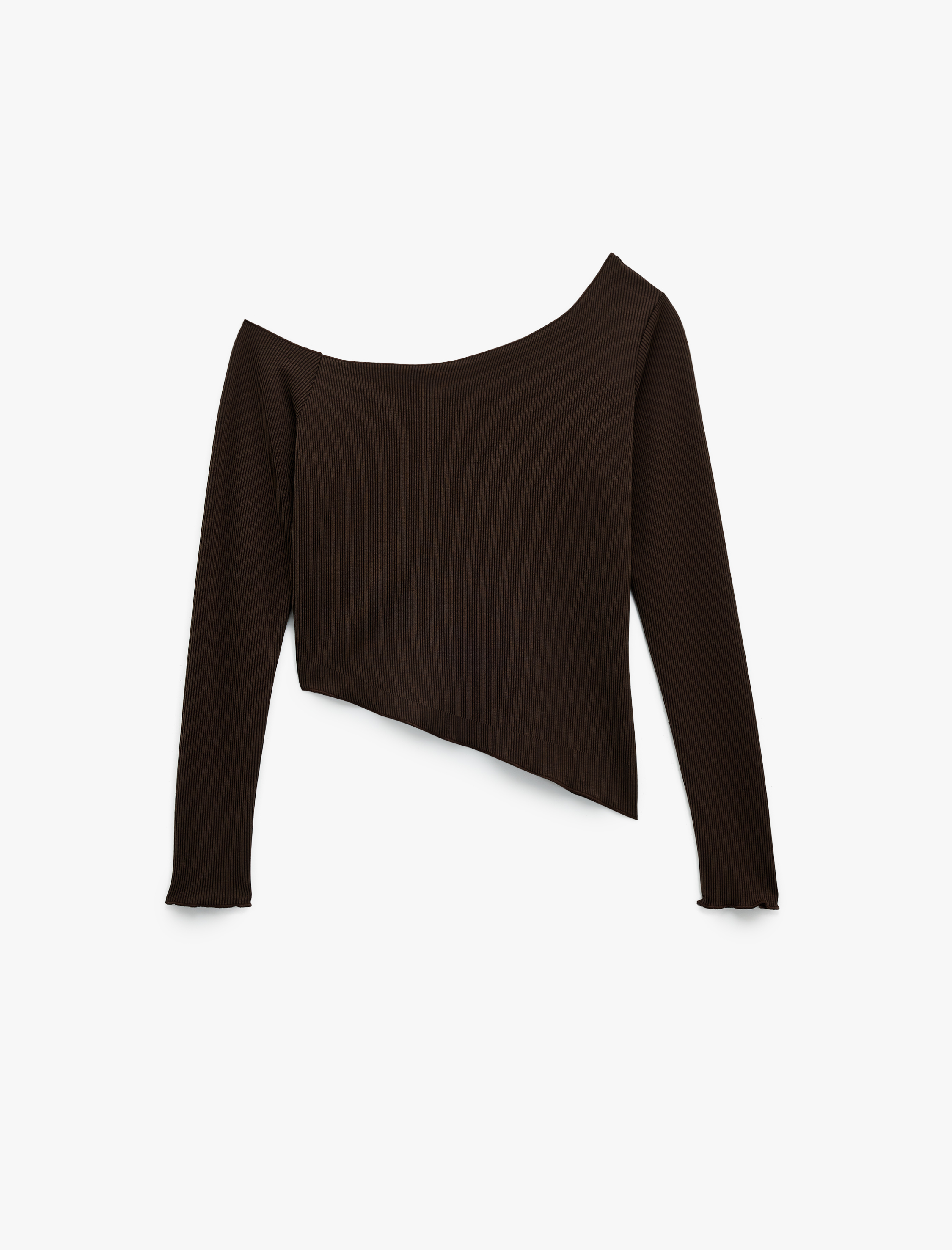   Koton X Sibil Çetinkaya - Slim Fit Uzun Kollu Asimetrik Yaka Tek Omuz Bluz