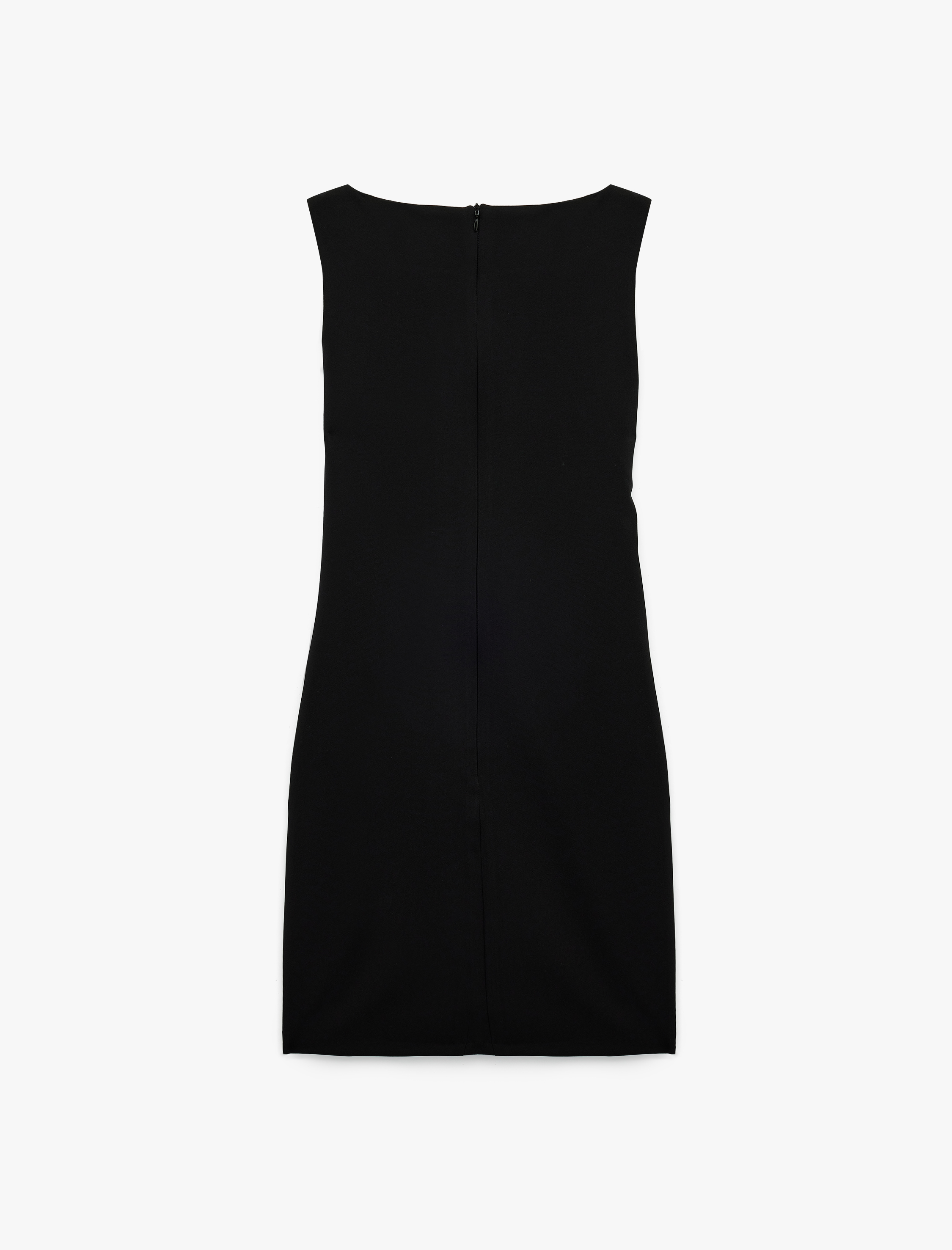   Aksesuar Detaylı Kolsuz Yuvarlak Kayık Yaka Mini Elbise