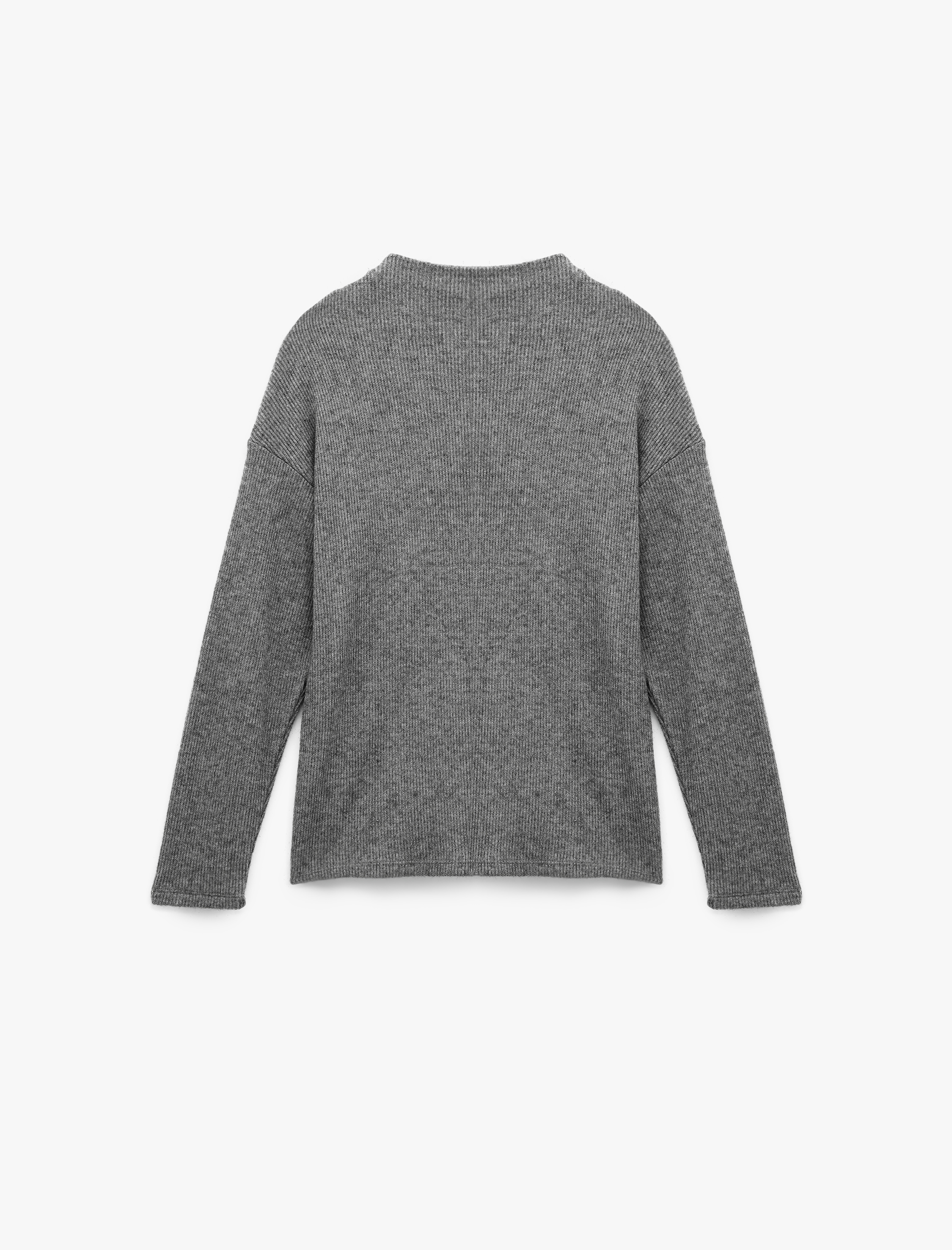   Uzun Kollu Yuvarlak Kayık Yaka Fitilli Tişört