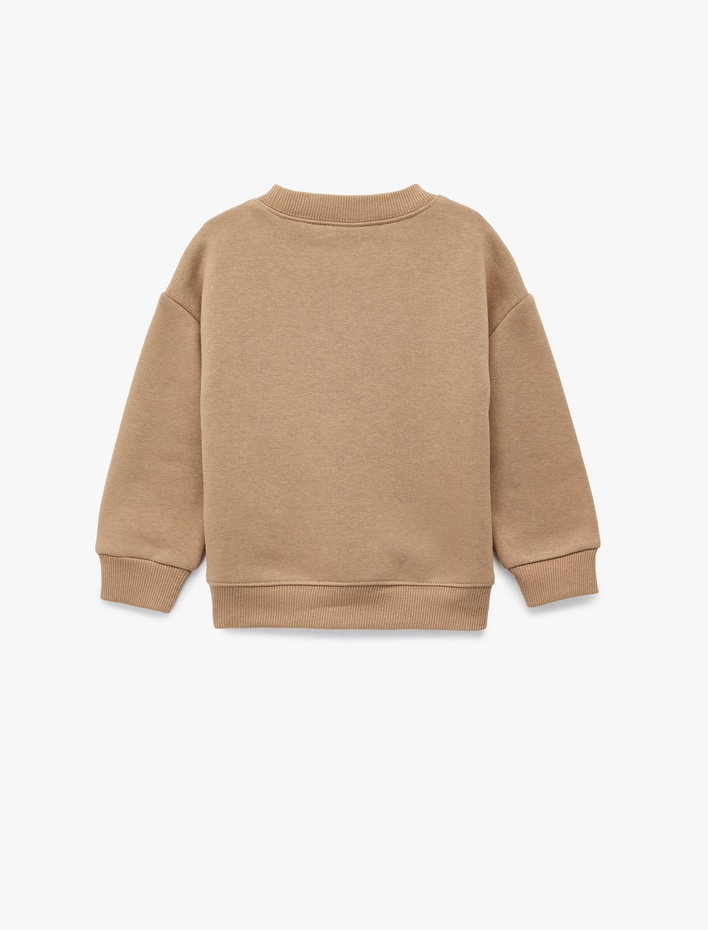 Erkek Bebek Pamuklu Uzun Kollu Bisiklet Yaka Baskılı Oversize Sweatshirt