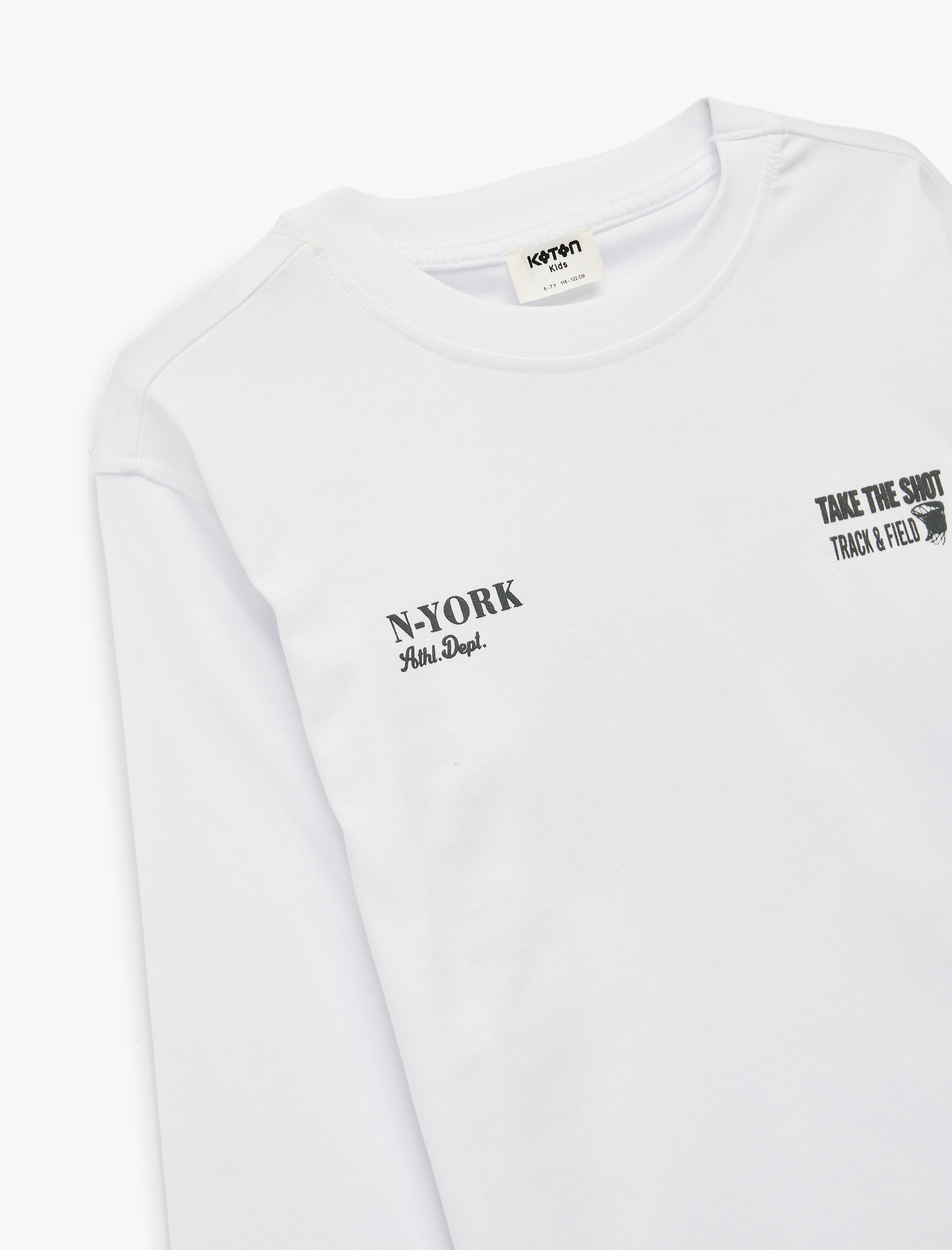  Erkek Çocuk Pamuklu Uzun Kollu Bisiklet Yaka Baskılı Oversize Tişört