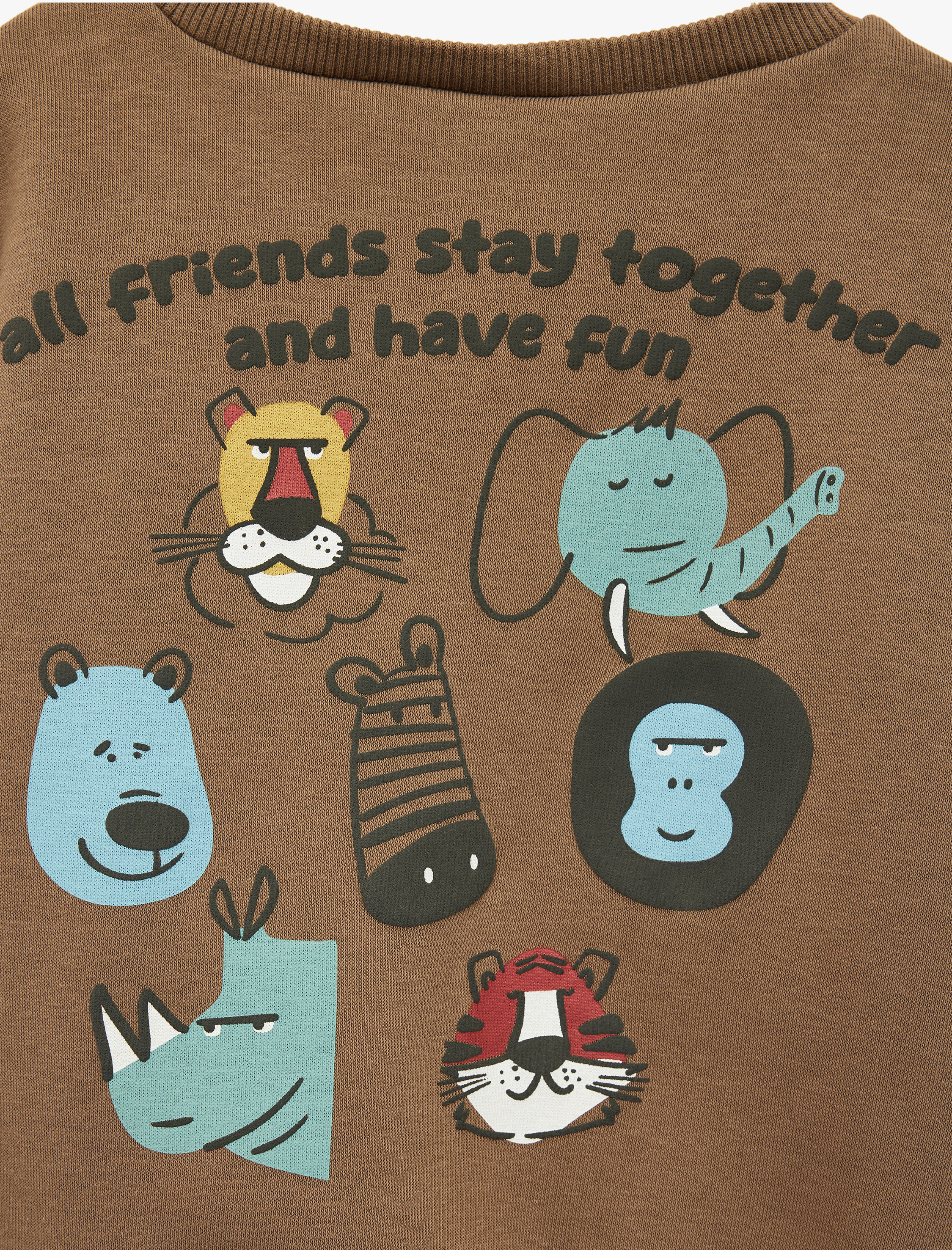  Erkek Bebek Baskılı Uzun Kollu Bisiklet Yaka Şardonlu Sweatshirt