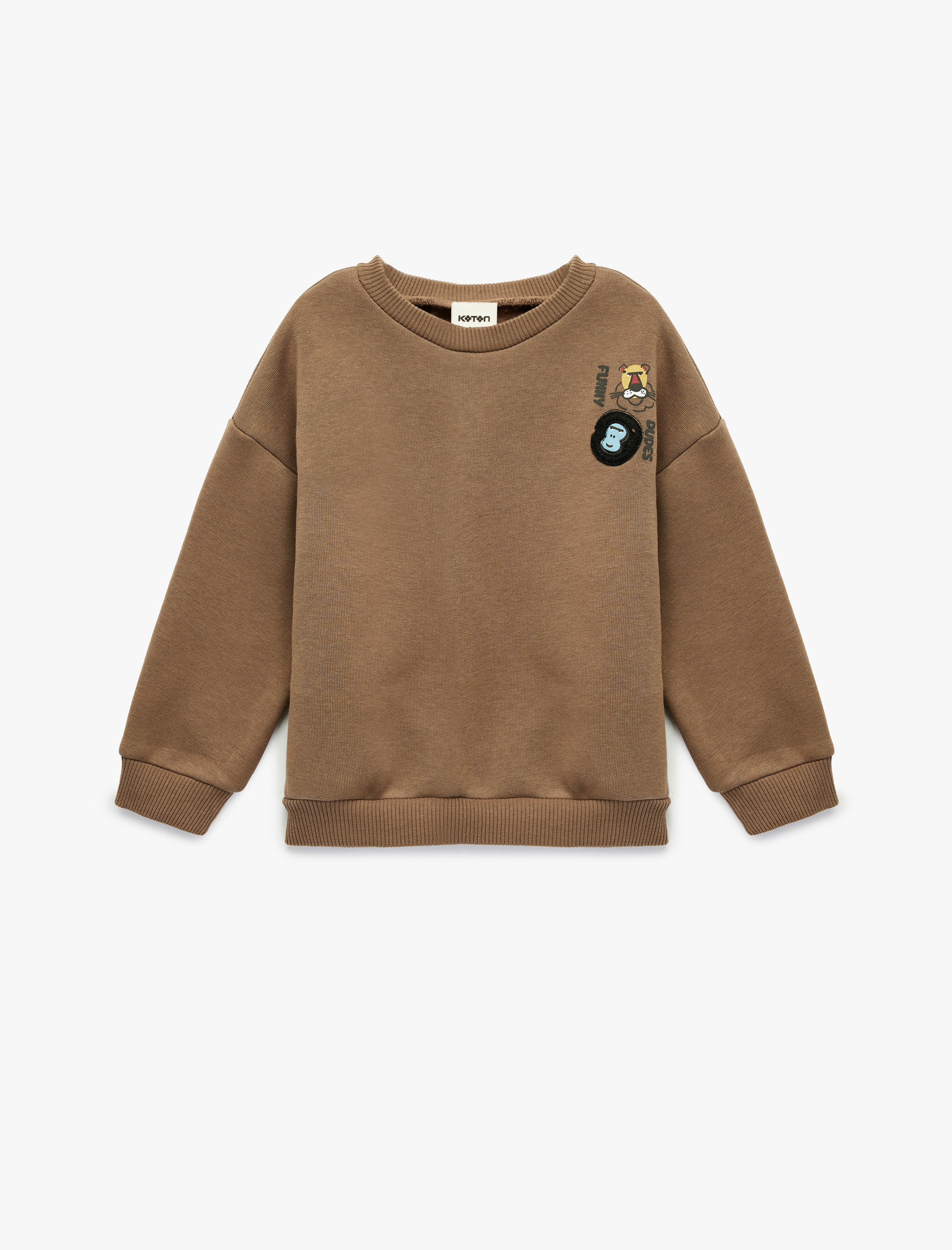  Erkek Bebek Baskılı Uzun Kollu Bisiklet Yaka Şardonlu Sweatshirt