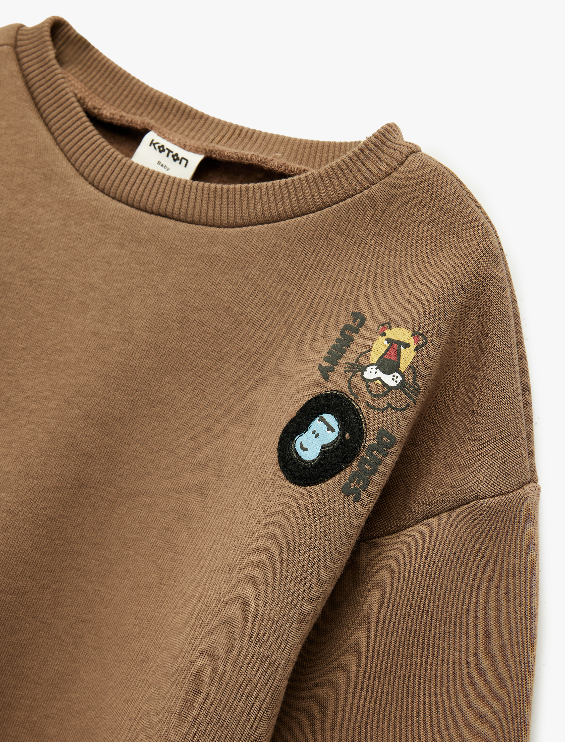  Erkek Bebek Baskılı Uzun Kollu Bisiklet Yaka Şardonlu Sweatshirt