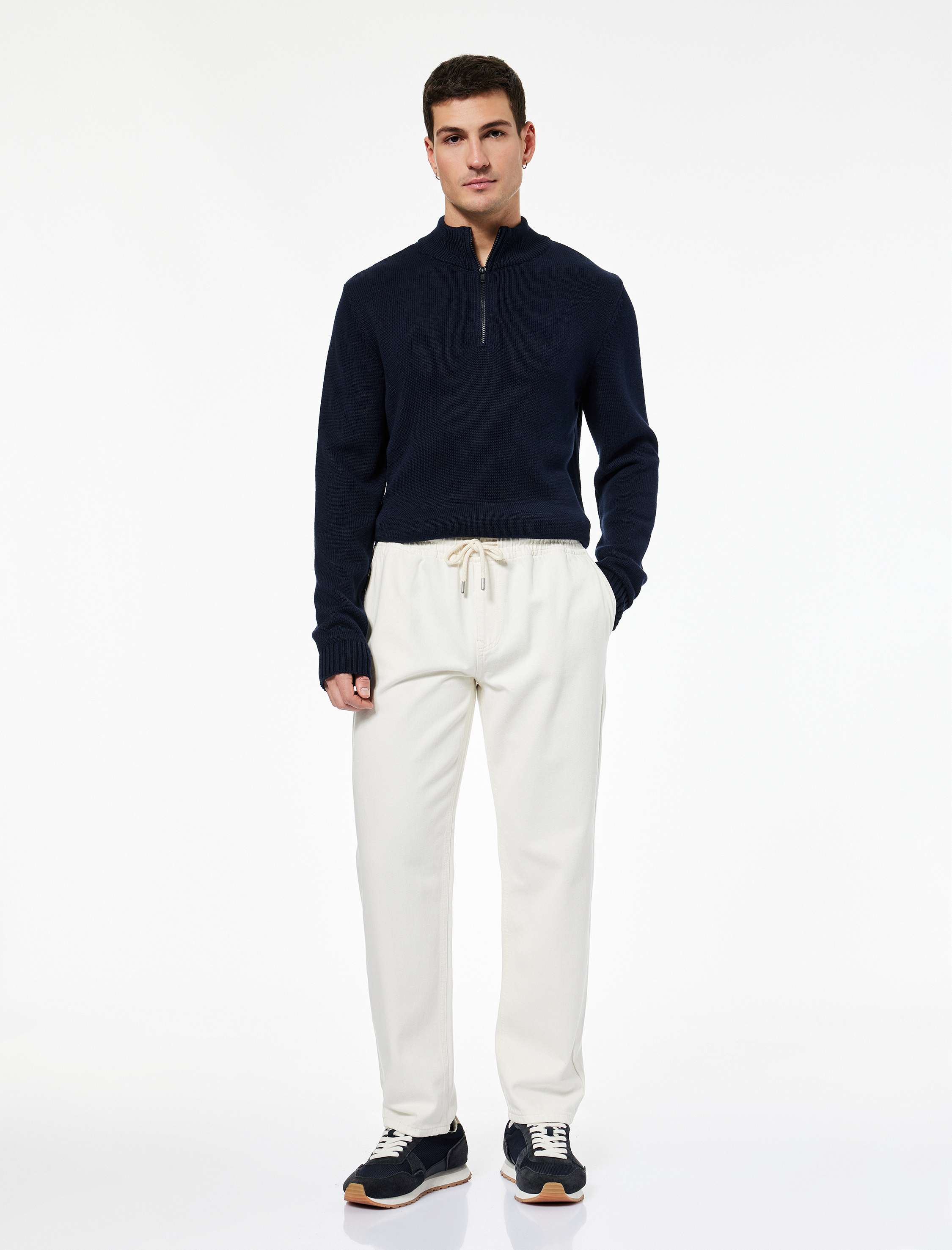   Pamuklu Bol Kalıp Cepli Beli Bağcıklı Baggy Jean Pantolon