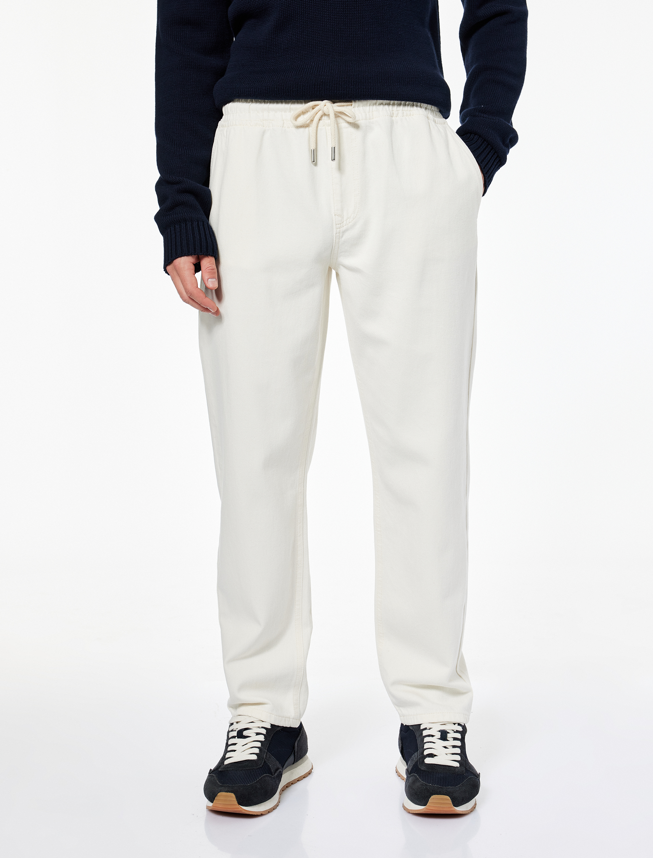   Pamuklu Bol Kalıp Cepli Beli Bağcıklı Baggy Jean Pantolon