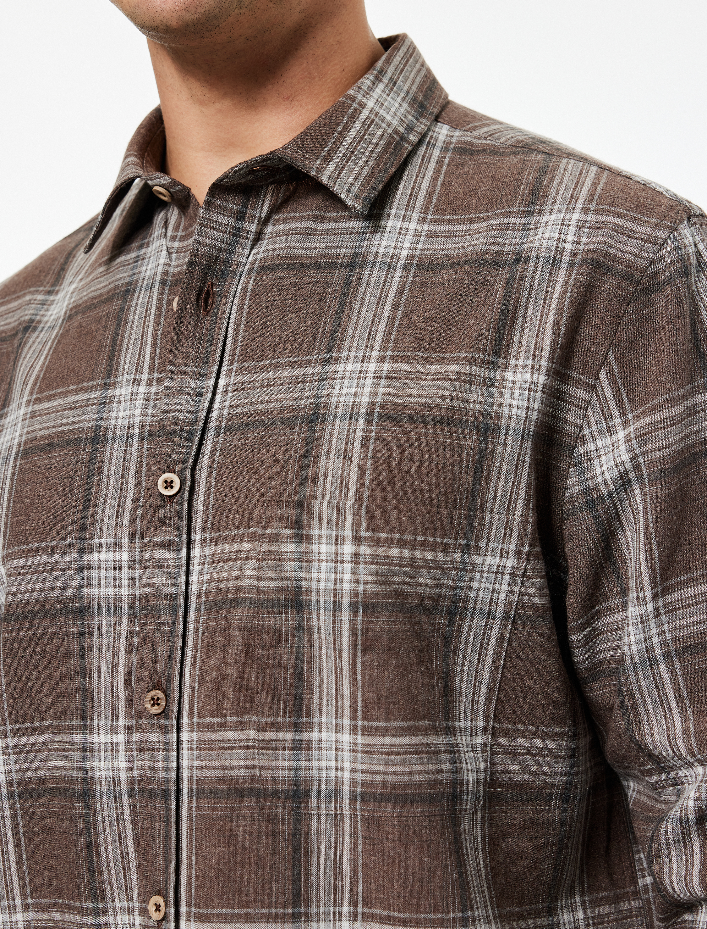   Regular Fit Desenli Düğmeli Klasik Yaka Oduncu Gömleği