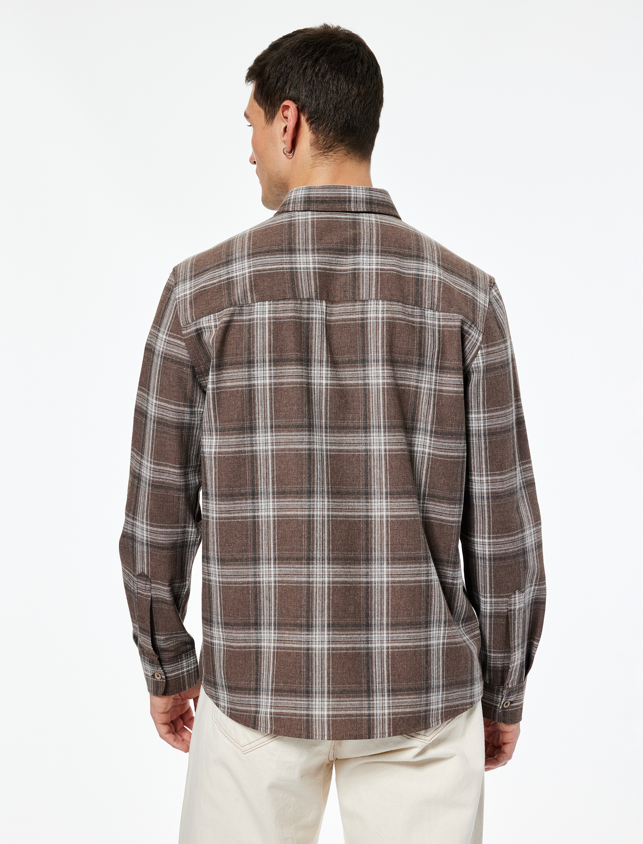   Regular Fit Desenli Düğmeli Klasik Yaka Oduncu Gömleği