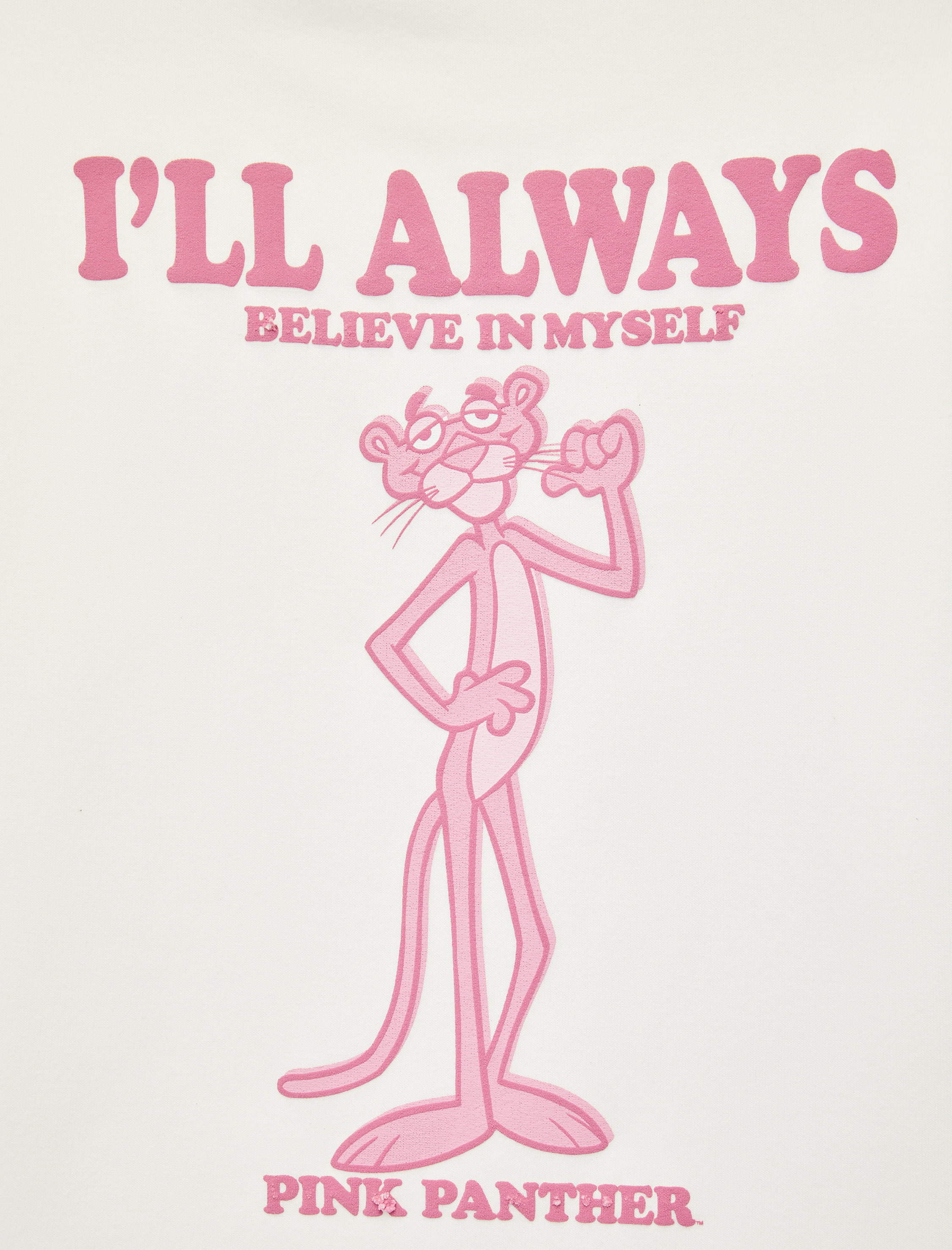  Kız Çocuk Lisanslı Pembe Panter Baskılı Uzun Kollu Bisiklet Yaka Sweatshirt