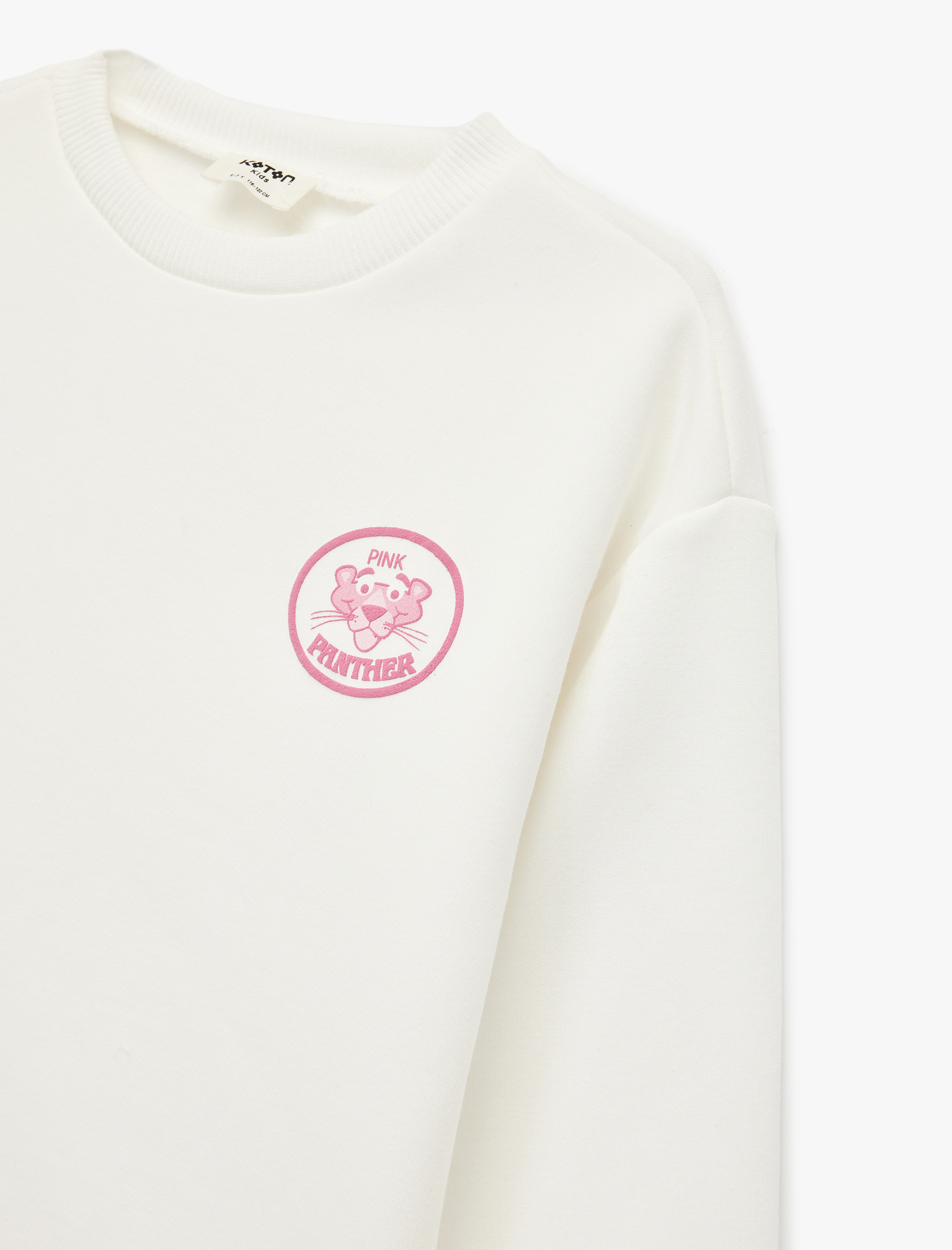  Kız Çocuk Lisanslı Pembe Panter Baskılı Uzun Kollu Bisiklet Yaka Sweatshirt