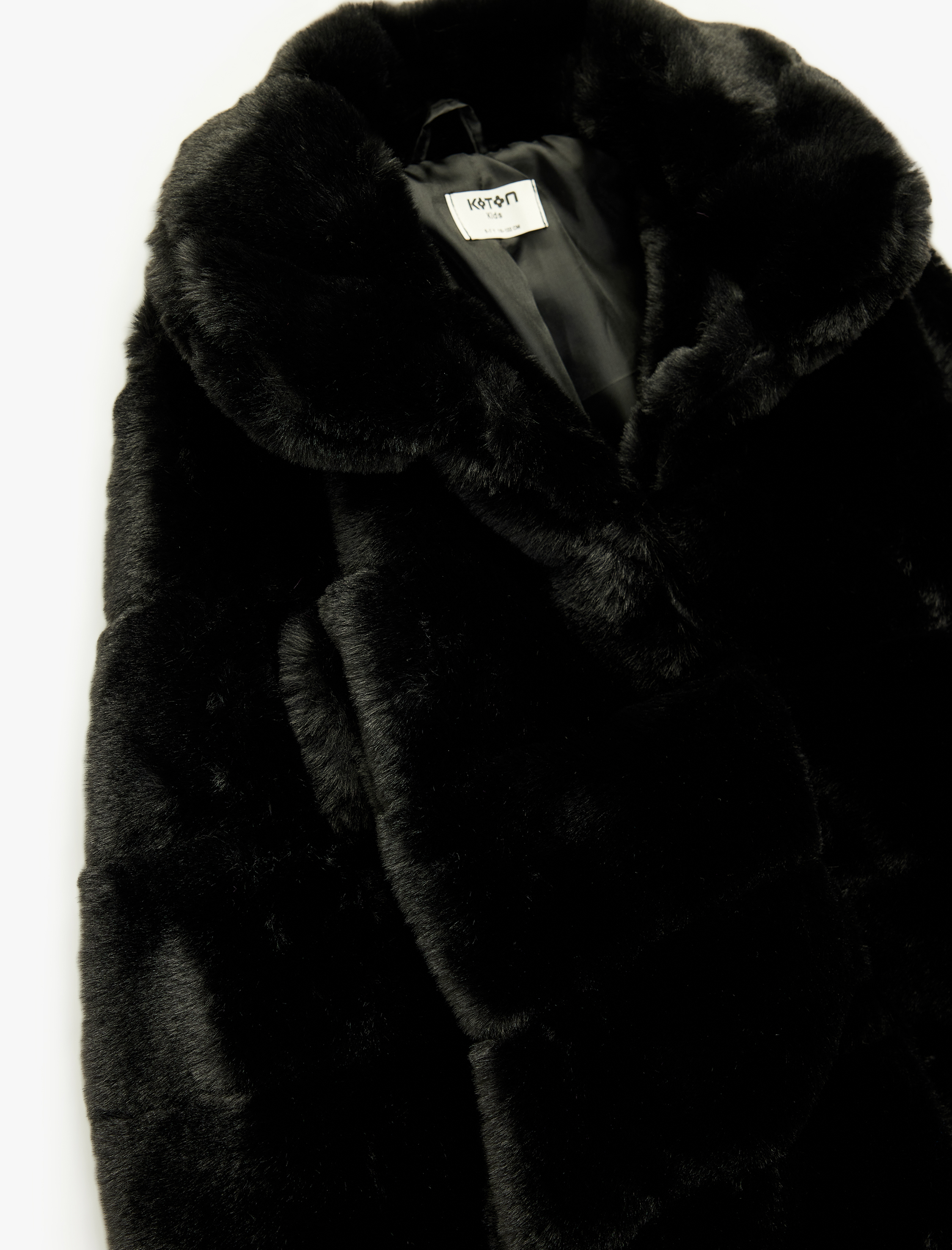  Kız Çocuk Uzun Kollu Cep Detaylı Bebe Yaka Suni Kürklü Ceket