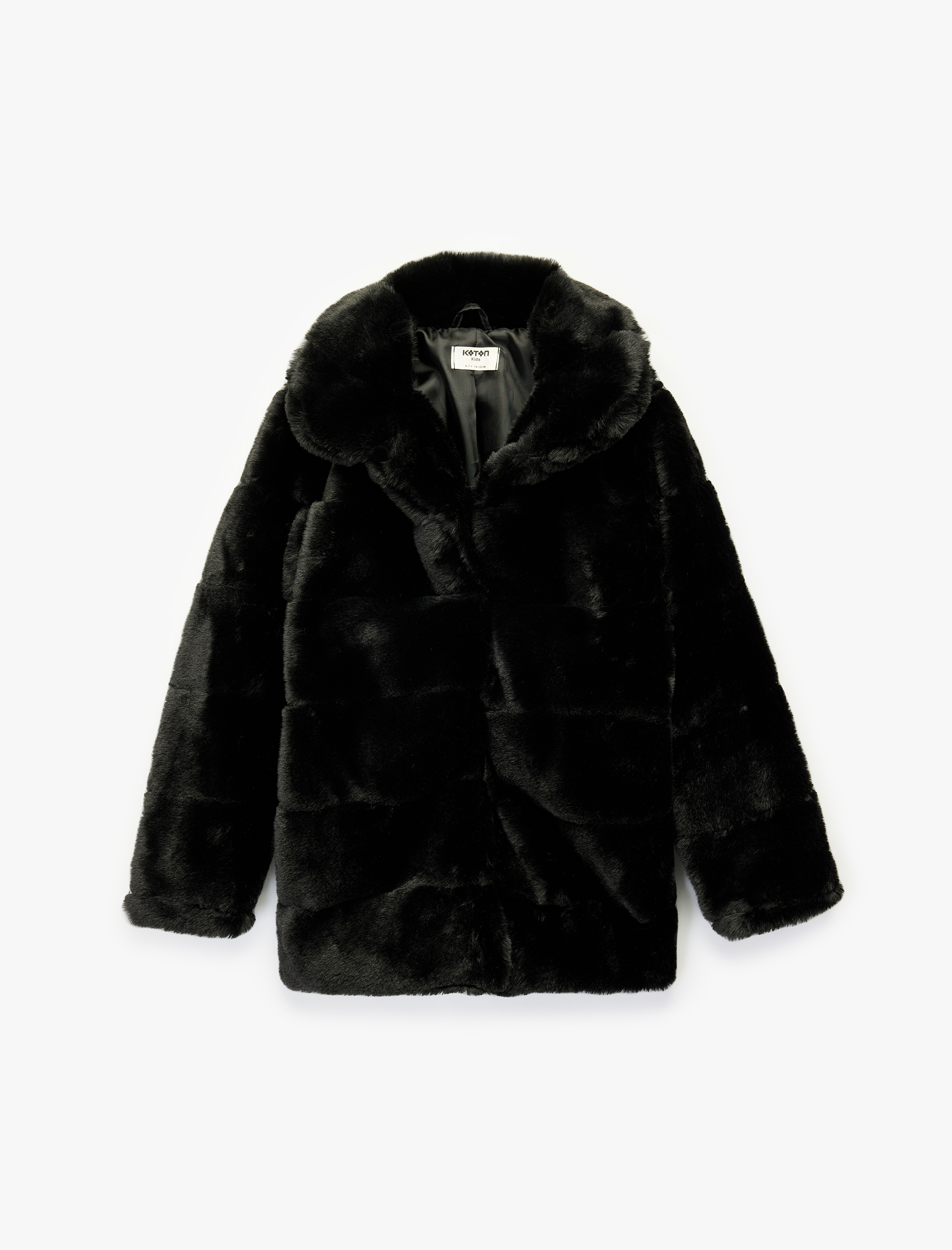  Kız Çocuk Uzun Kollu Cep Detaylı Bebe Yaka Suni Kürklü Ceket