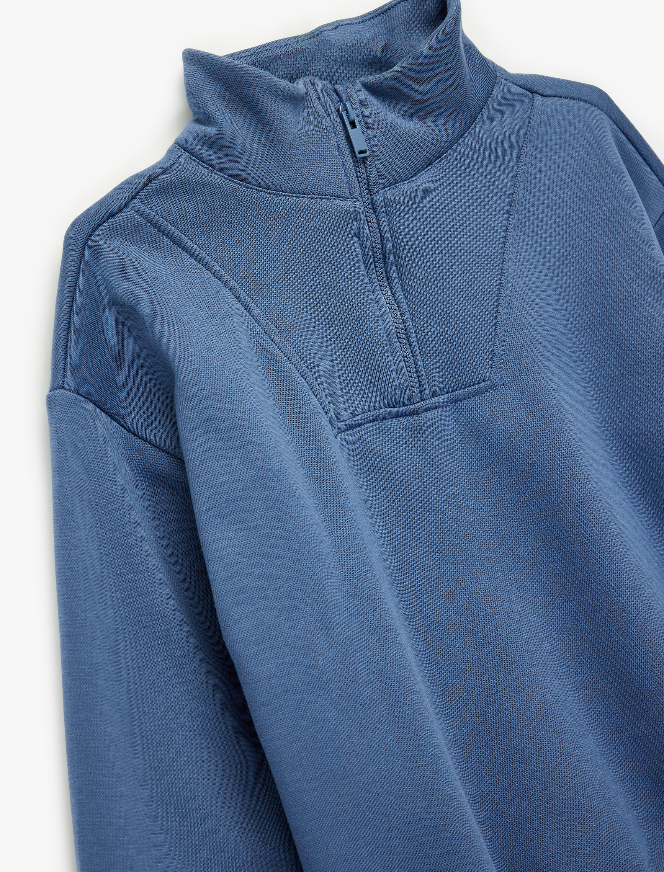  Erkek Çocuk Uzun Kollu Fermuar Detaylı Dik Yaka Şardonlu Oversize Sweatshirt