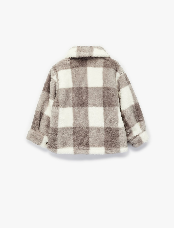 Erkek Bebek Uzun Kollu Cepli Düğme Detaylı Ekoseli Ceket