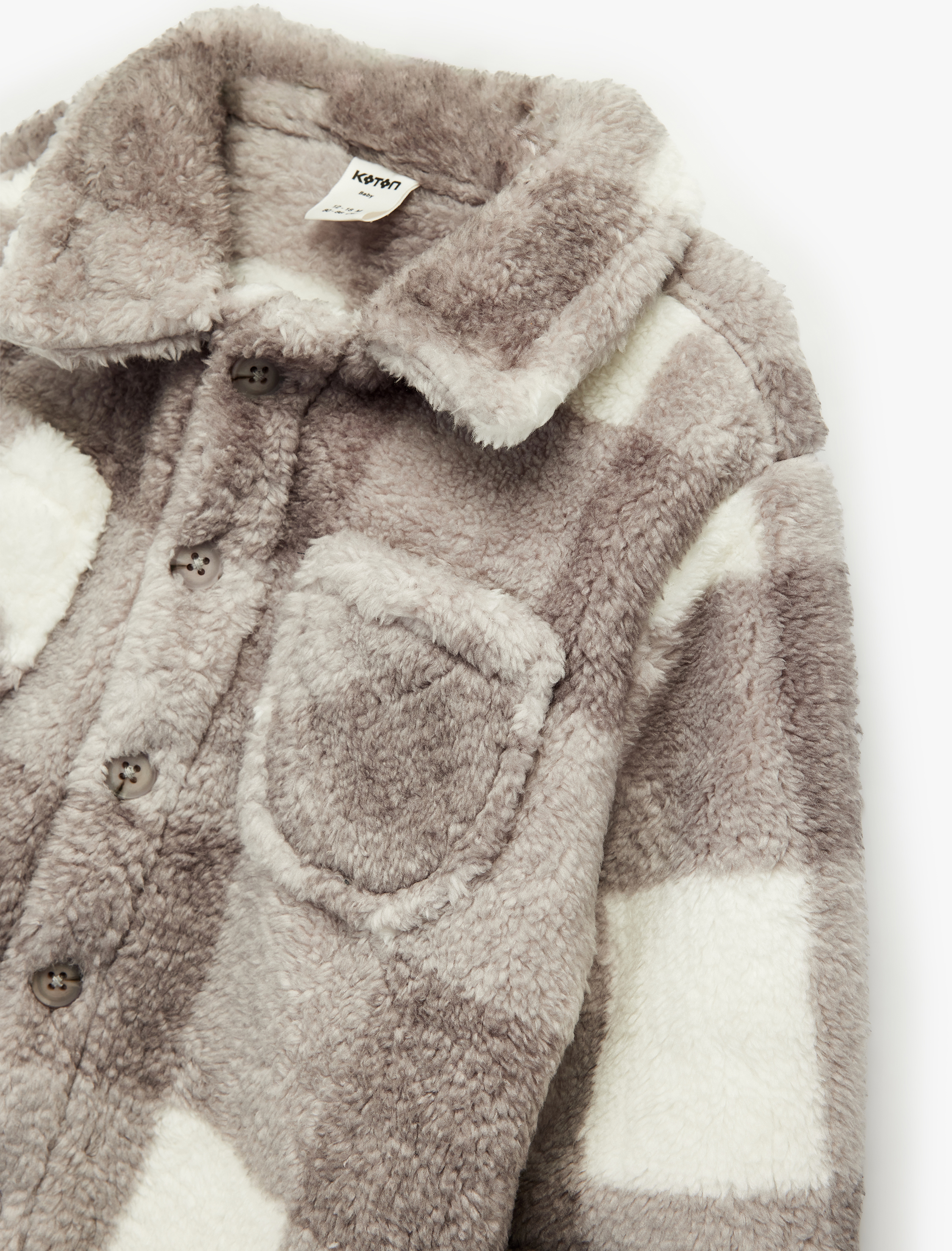  Erkek Bebek Uzun Kollu Cepli Düğme Detaylı Ekoseli Ceket