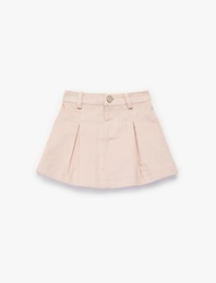 Pamuklu A Kesim Diz Üstü Pileli Etek