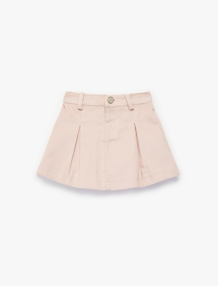 Kız Bebek Pamuklu A Kesim Diz Üstü Pileli Etek