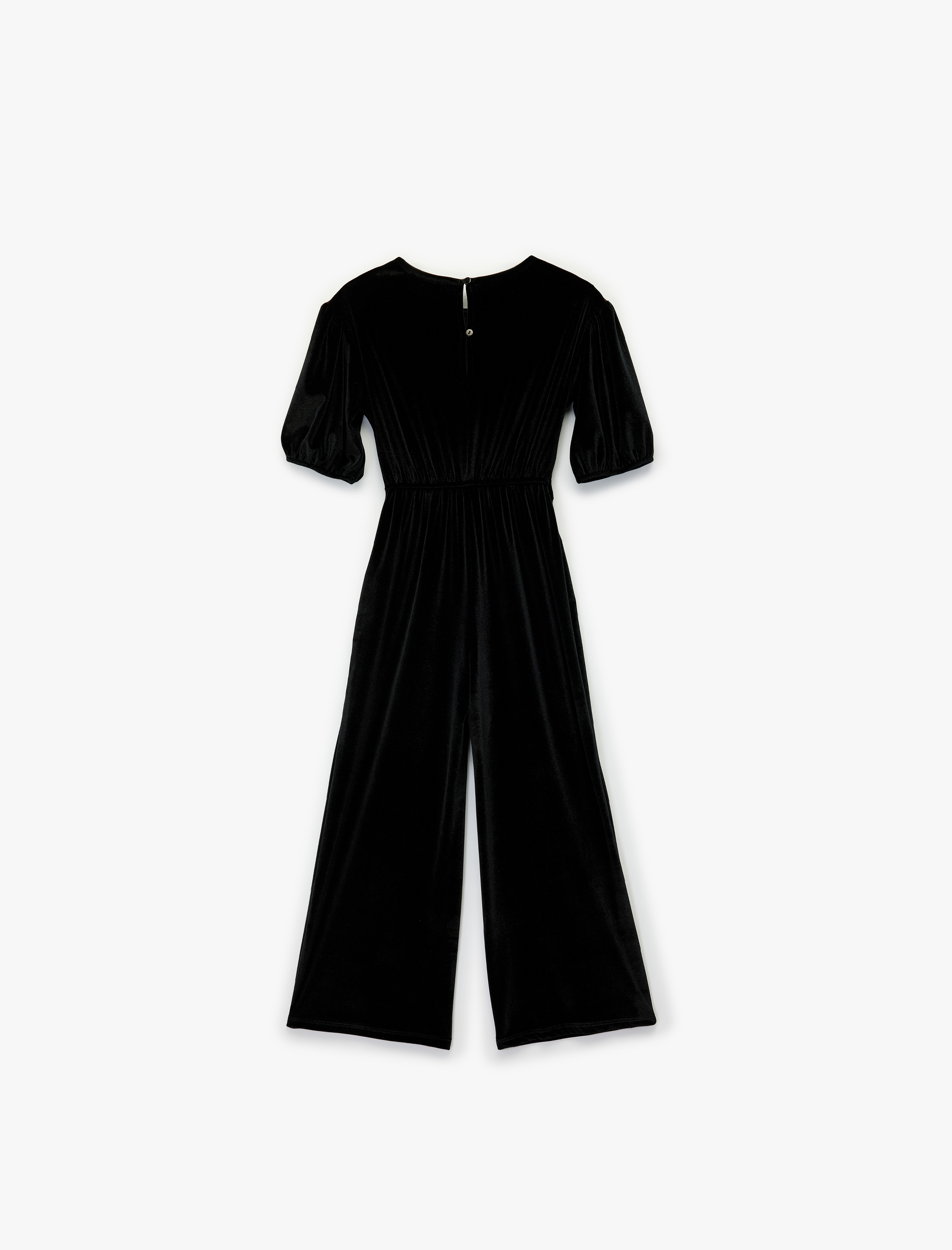  Kız Çocuk Balon Kollu Bisiklet Yaka Kadife Tulum