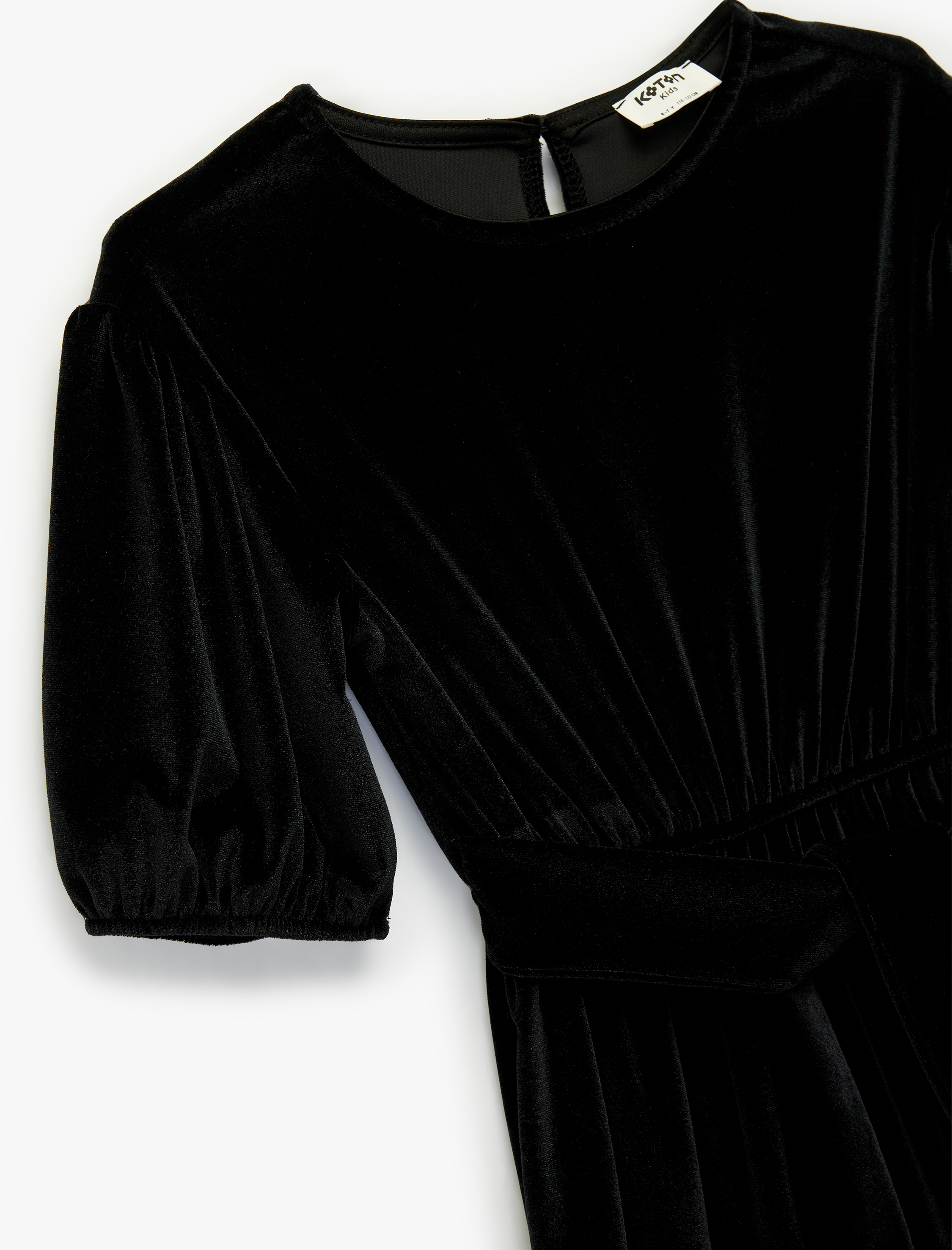  Kız Çocuk Balon Kollu Bisiklet Yaka Kadife Tulum