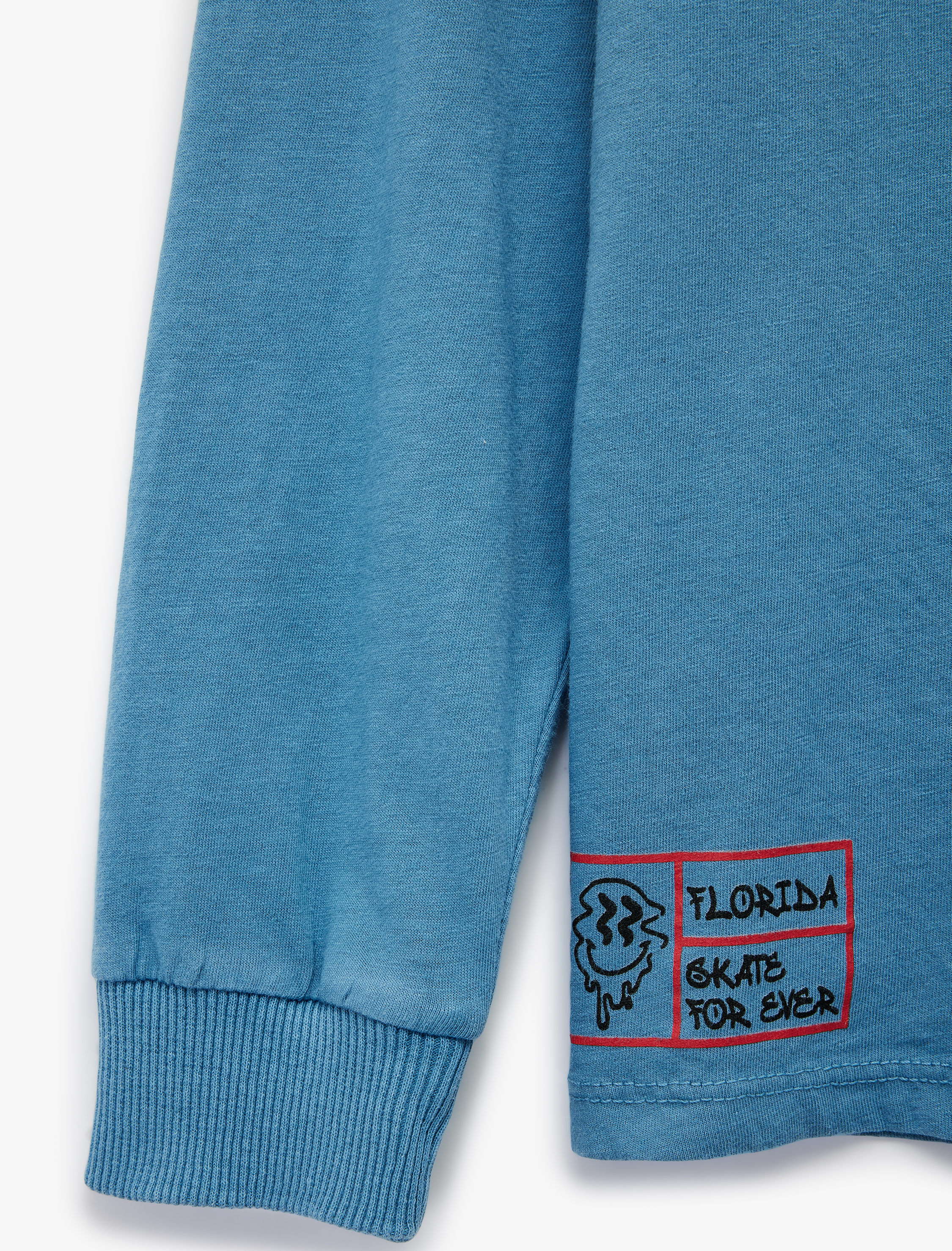  Erkek Çocuk Pamuklu Uzun Kollu Bisiklet Yaka Baskılı Tişört