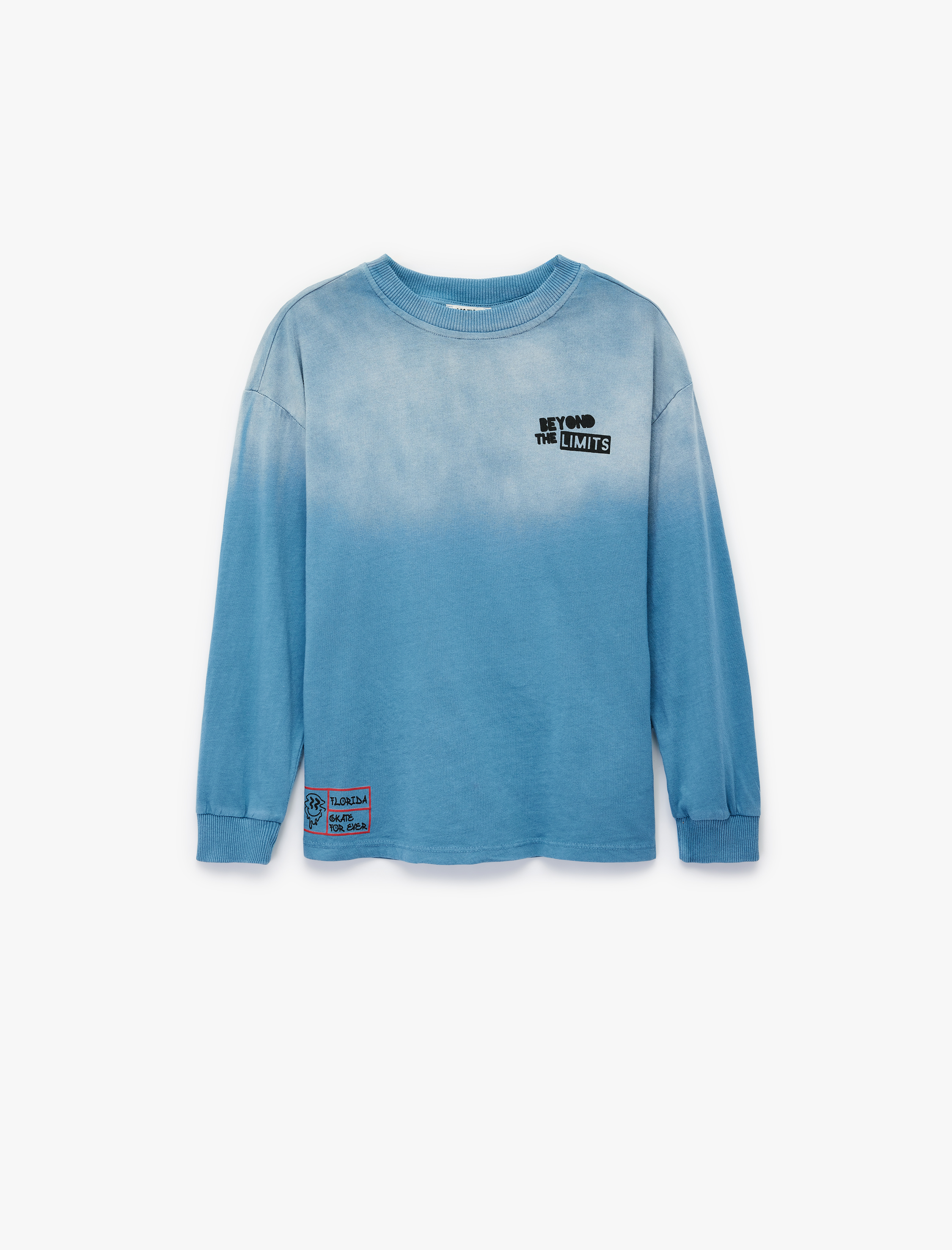  Erkek Çocuk Pamuklu Uzun Kollu Bisiklet Yaka Baskılı Tişört