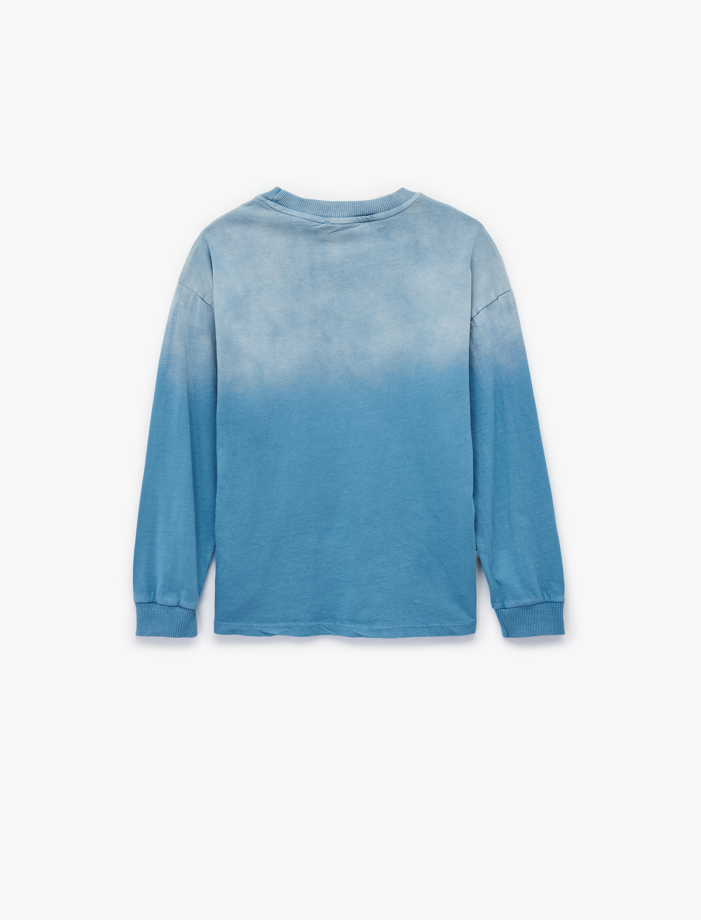  Erkek Çocuk Pamuklu Uzun Kollu Bisiklet Yaka Baskılı Tişört