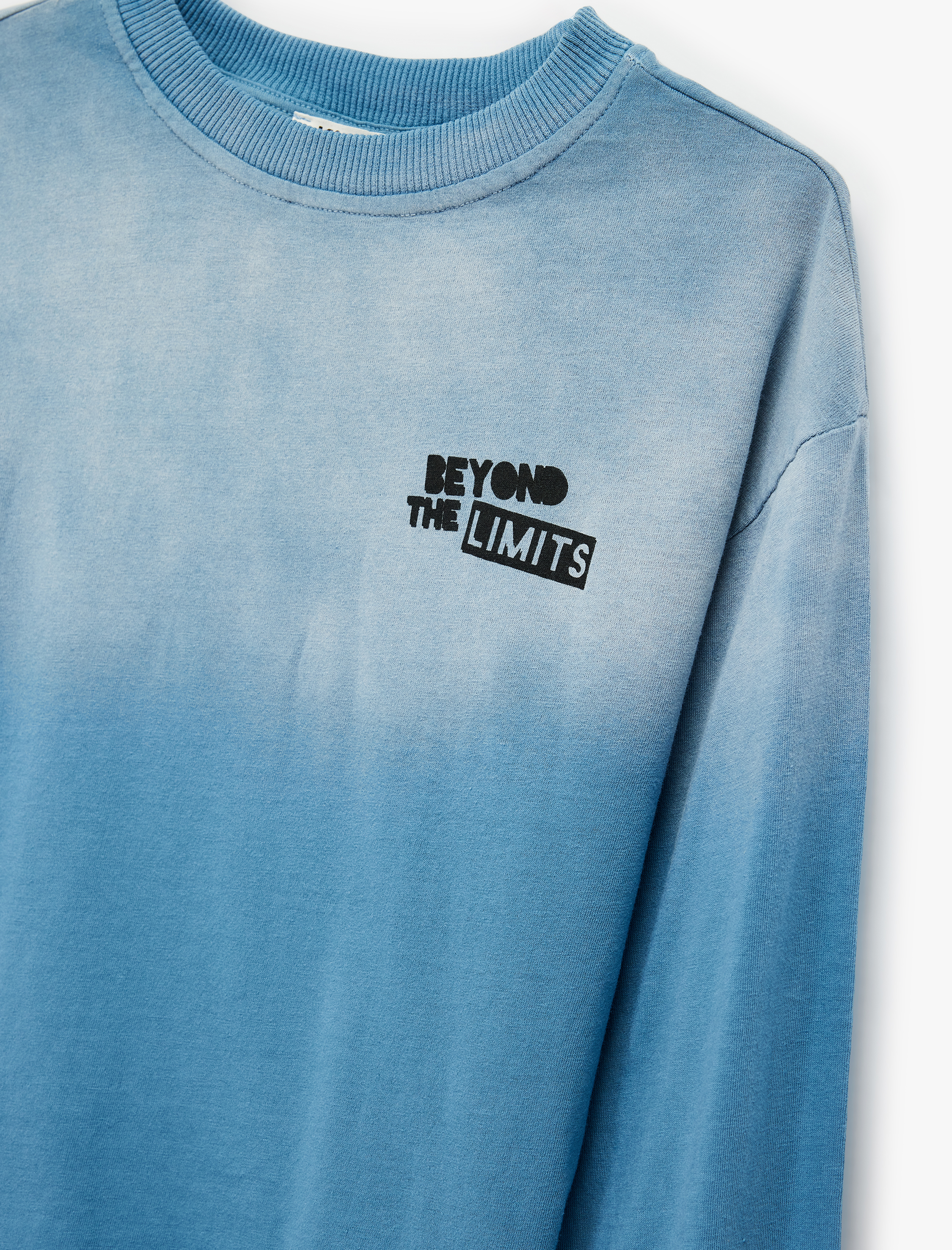  Erkek Çocuk Pamuklu Uzun Kollu Bisiklet Yaka Baskılı Tişört