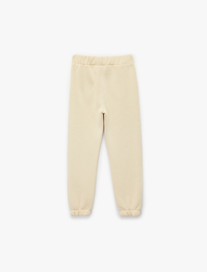 Kız Çocuk Ayıcık Baskılı Rahat Kesim Cepli Jogger Eşofman Altı