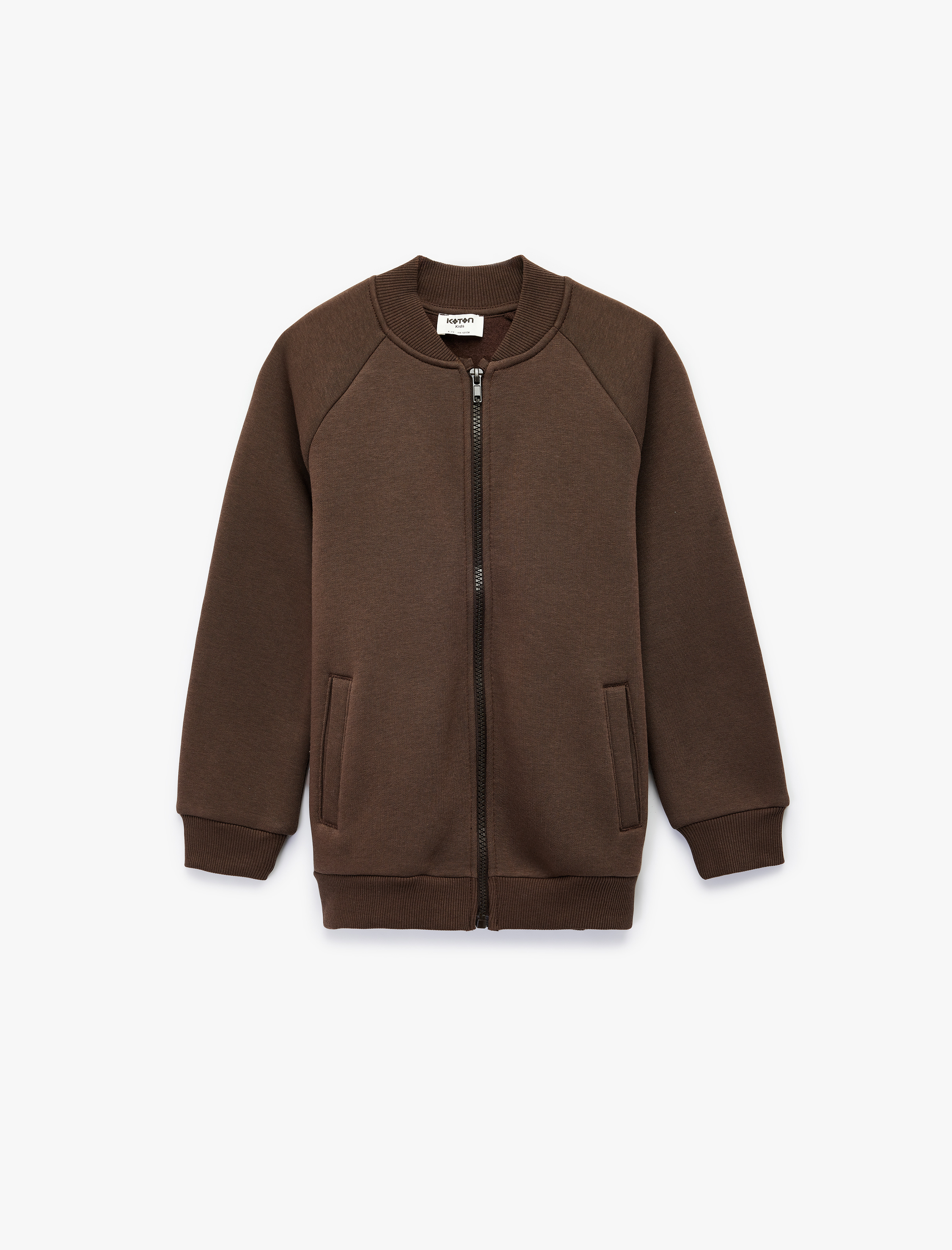  Erkek Çocuk Uzun Kollu Bomber Yaka Basic Fermuarlı Sweatshirt