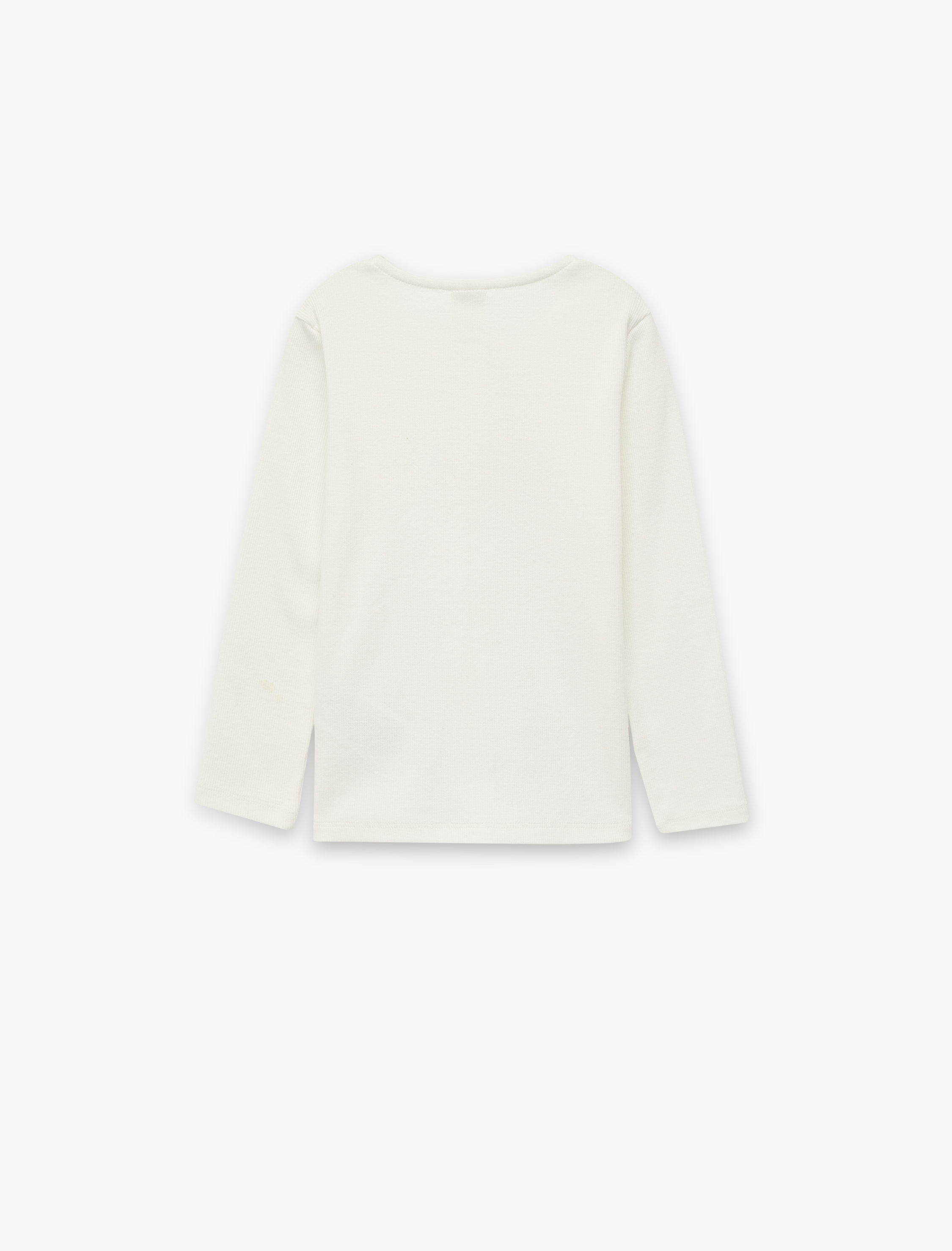  Kız Bebek Uzun Kollu Fiyonk Detaylı Bisiklet Yaka Pamuklu Tişört