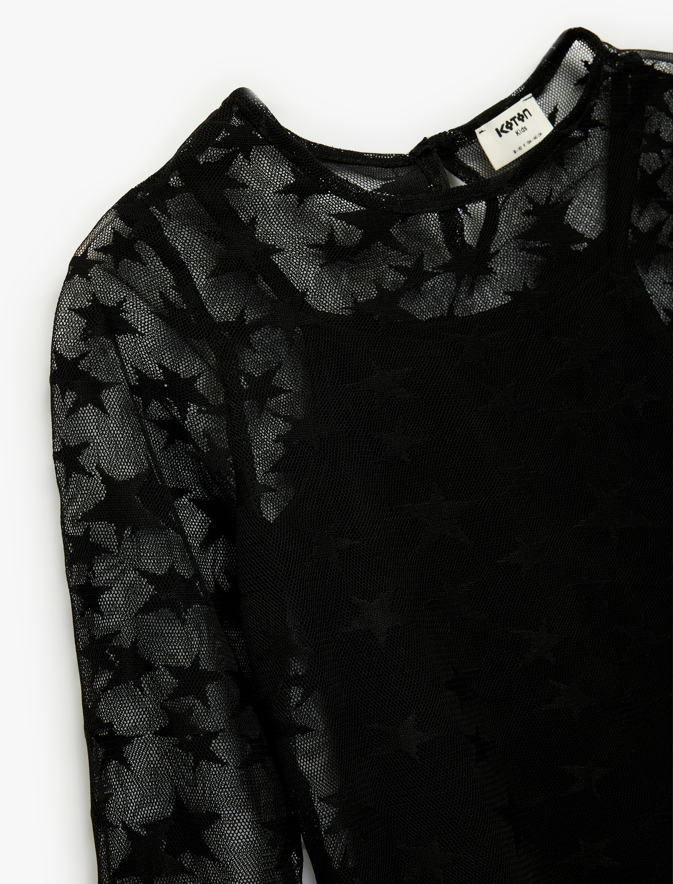  Kız Çocuk Yıldız Desenli Uzun Kollu Bisiklet Yaka Bluz