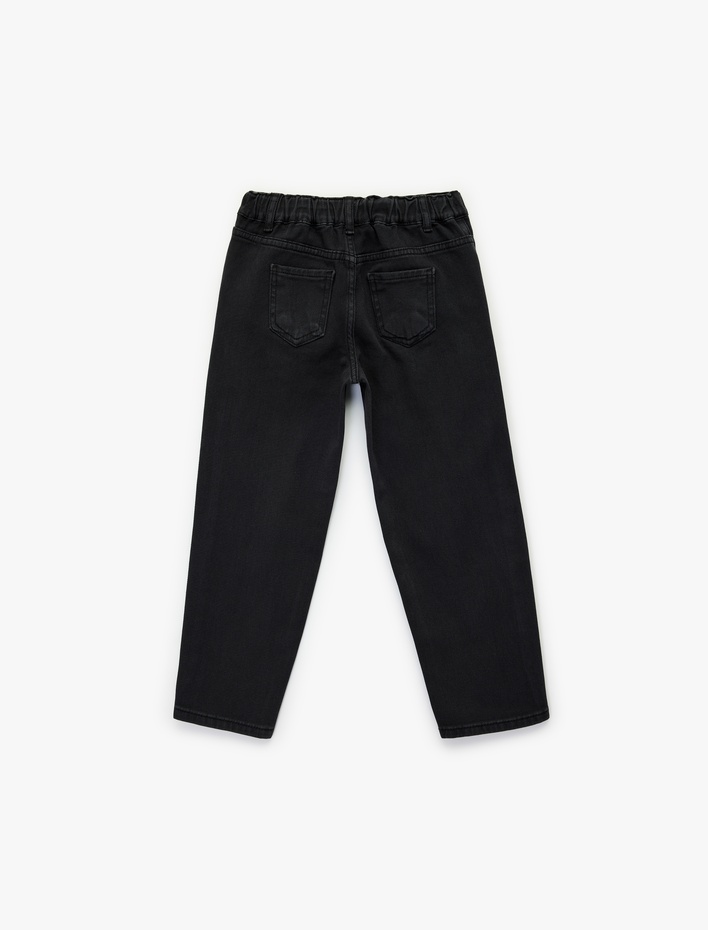 Erkek Bebek Pamuklu Beli Lastikli Rahat Kesim Denim Pantolon