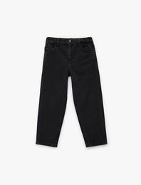 Pamuklu Beli Lastikli Rahat Kesim Denim Pantolon