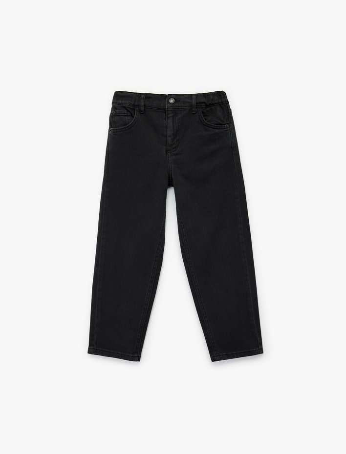 Erkek Bebek Pamuklu Beli Lastikli Rahat Kesim Denim Pantolon