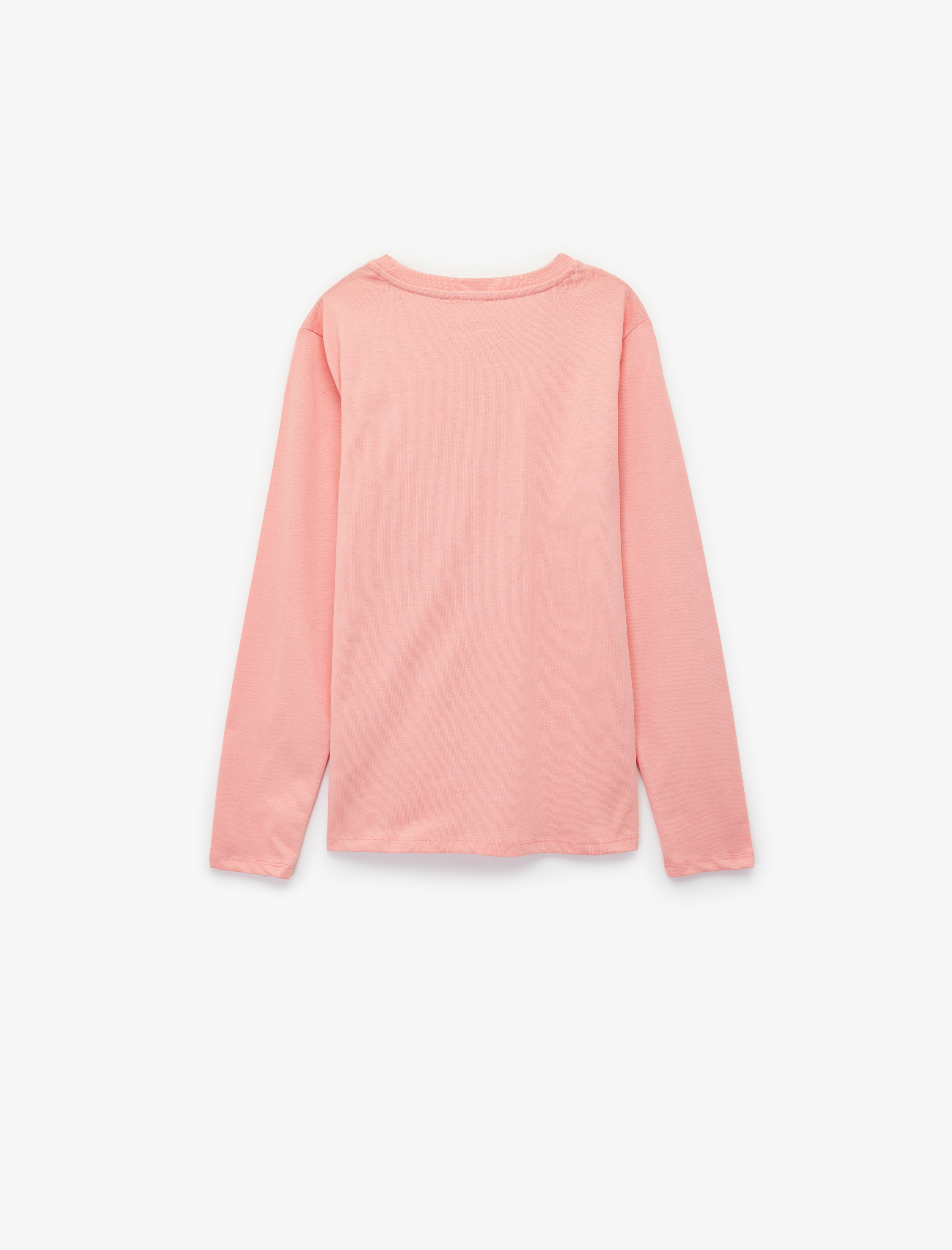  Kız Çocuk Uzun Kollu Bisiklet Yaka Baskılı Pamuklu Tişört