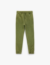 Pamuklu Şardonlu Beli Lastikli Cep Detaylı Jogger Eşofman Altı