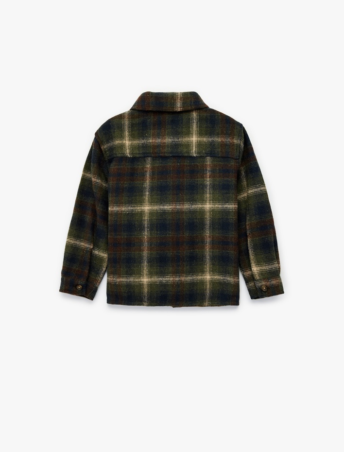 Erkek Bebek Uzun Kollu Cep Detaylı Ekoseli Oduncu Gömlek