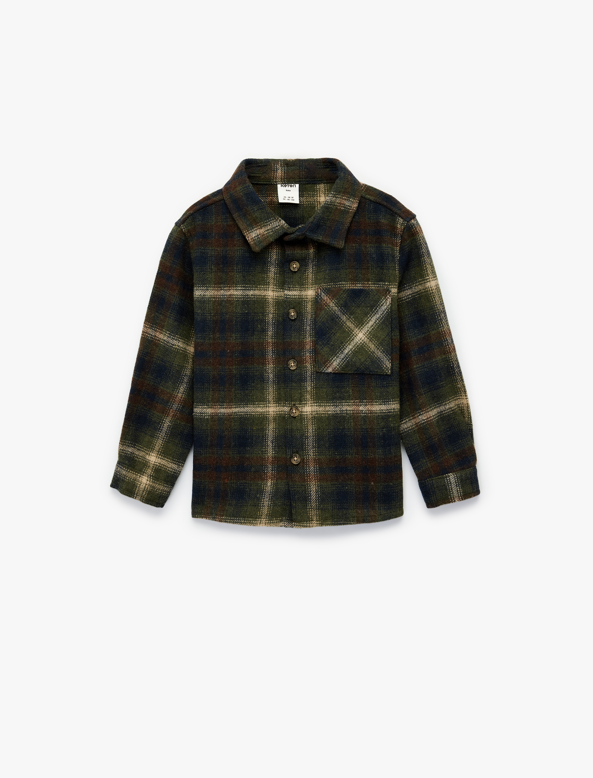  Erkek Bebek Uzun Kollu Cep Detaylı Ekoseli Oduncu Gömlek