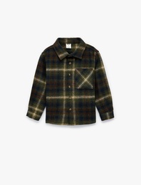 Uzun Kollu Cep Detaylı Ekoseli Oduncu Gömlek